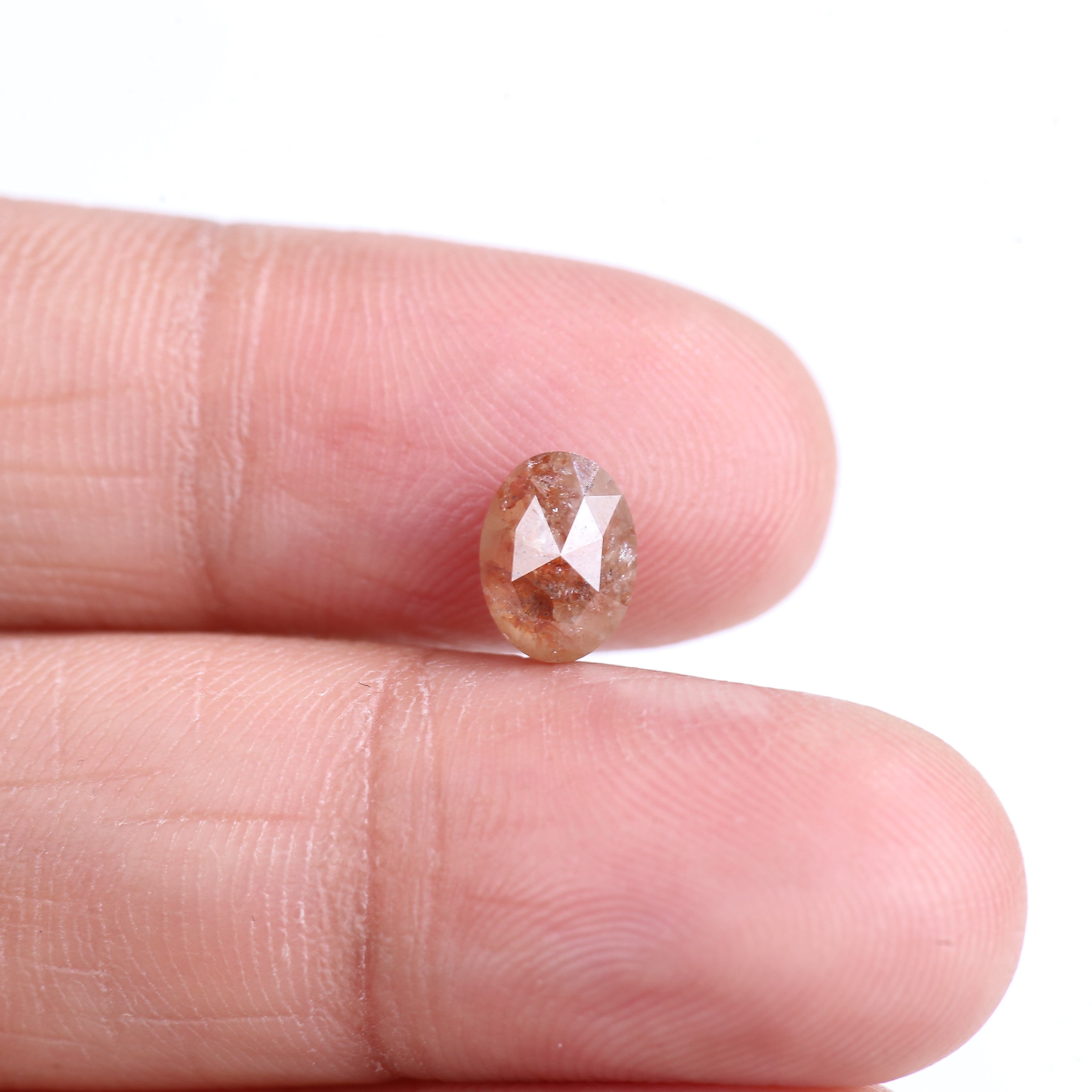 1.38 Carat Natural Orange Oval Rosecut Salt And Pepper Diamond 7.65 MM