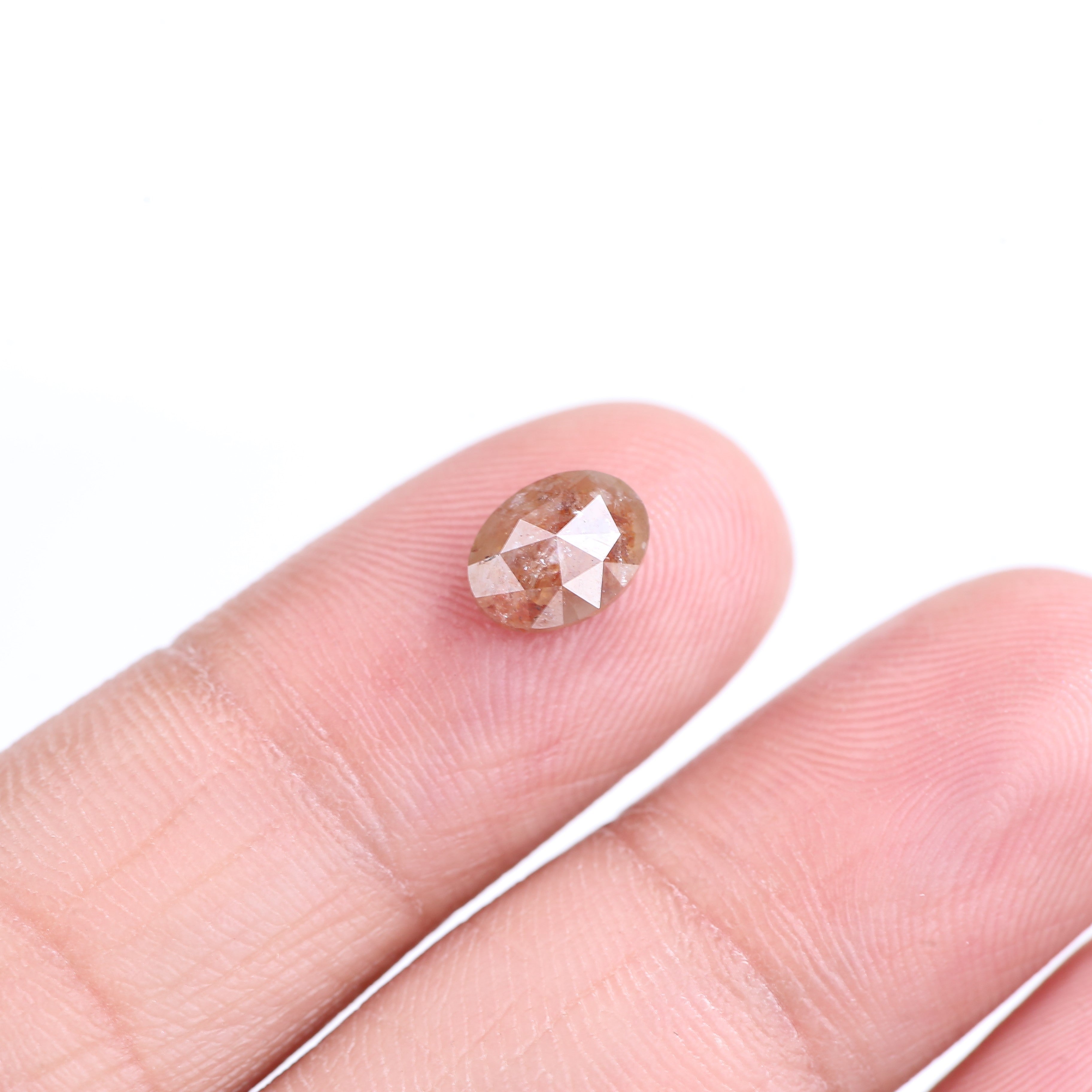 1.38 Carat Natural Orange Oval Rosecut Salt And Pepper Diamond 7.65 MM