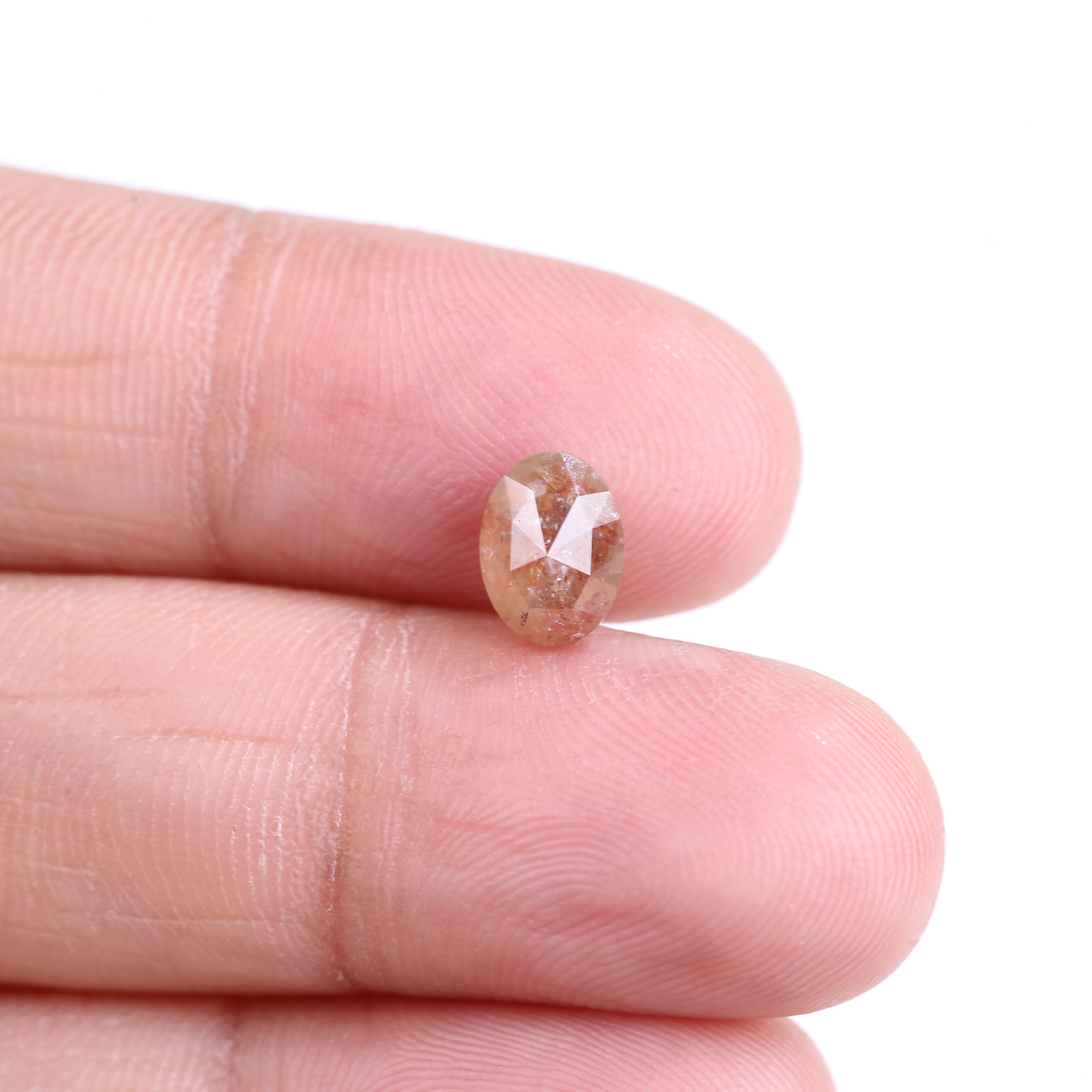 1.38 Carat Natural Orange Oval Rosecut Salt And Pepper Diamond 7.65 MM