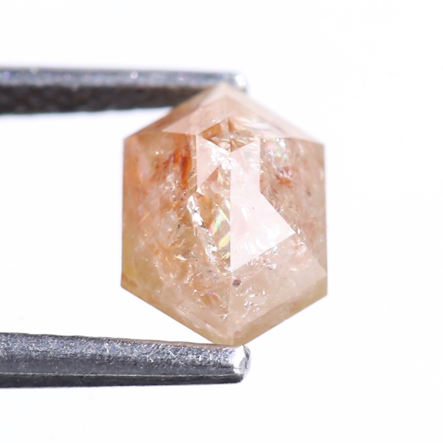 1.74 Carat Natural Orange Hexagon Cut Salt And Pepper Diamond 8 MM