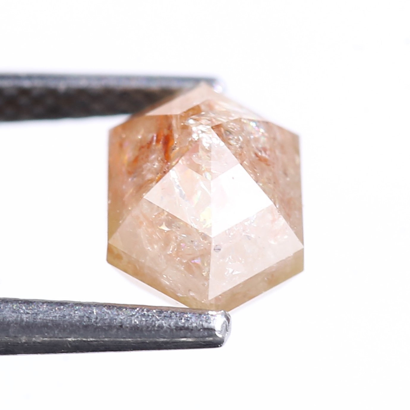 1.74 Carat Natural Orange Hexagon Cut Salt And Pepper Diamond 8 MM