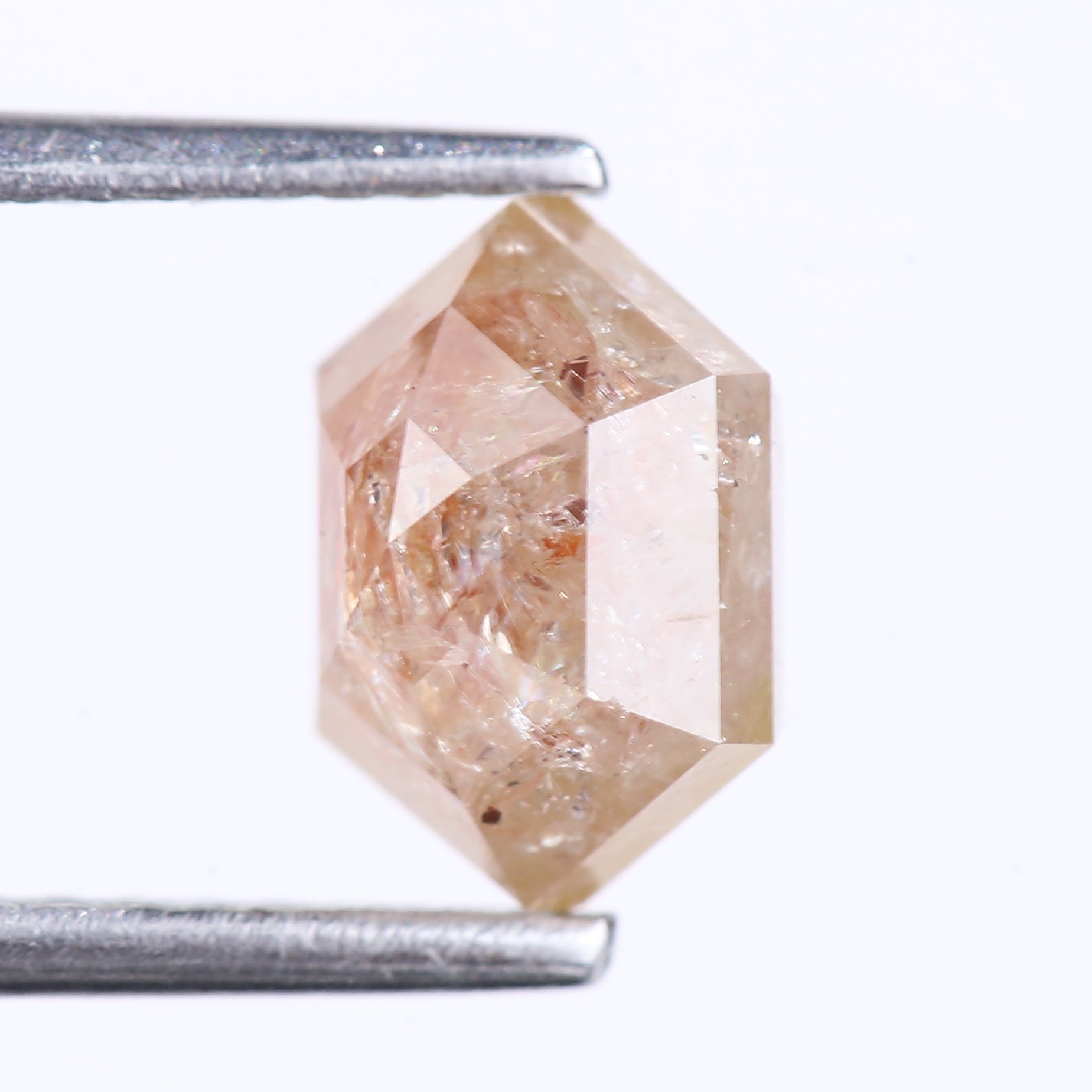 1.74 Carat Natural Orange Hexagon Cut Salt And Pepper Diamond 8 MM