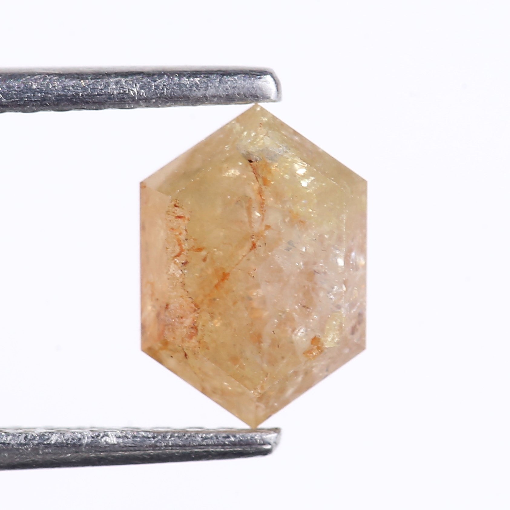 1.74 Carat Natural Orange Hexagon Cut Salt And Pepper Diamond 8 MM