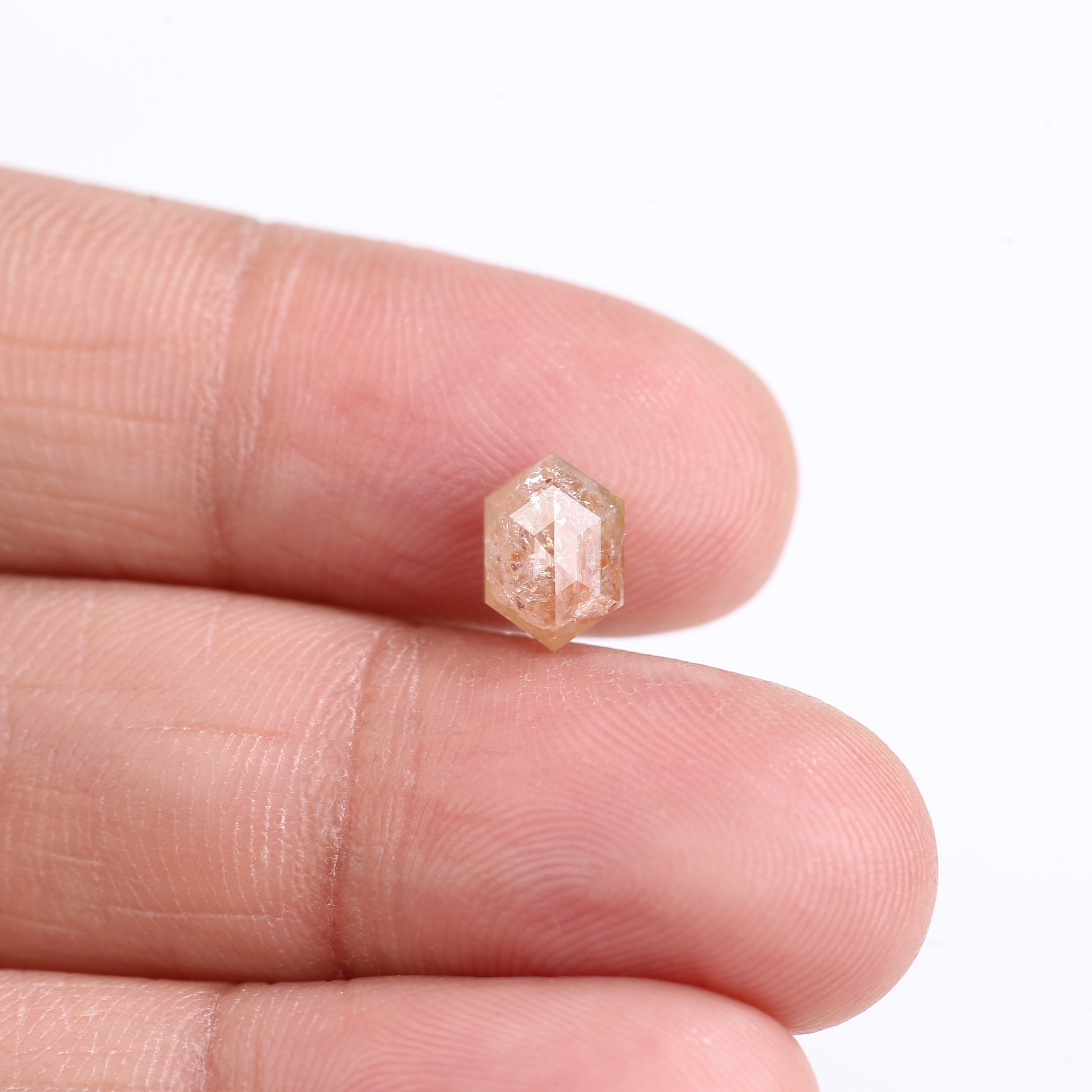 1.74 Carat Natural Orange Hexagon Cut Salt And Pepper Diamond 8 MM