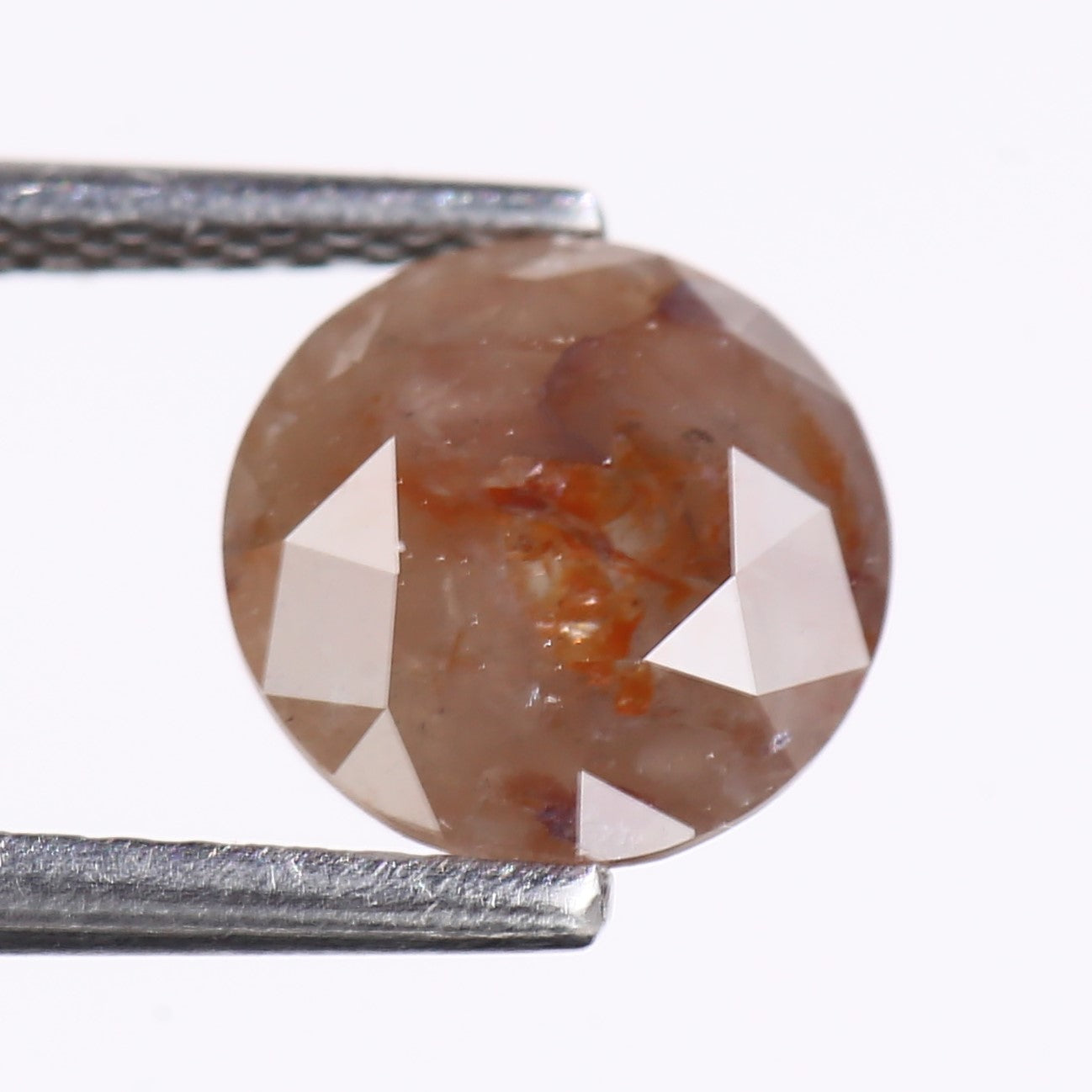 1.77 Carat Natural Red Round Cut Salt And Pepper Diamond 7.60 MM