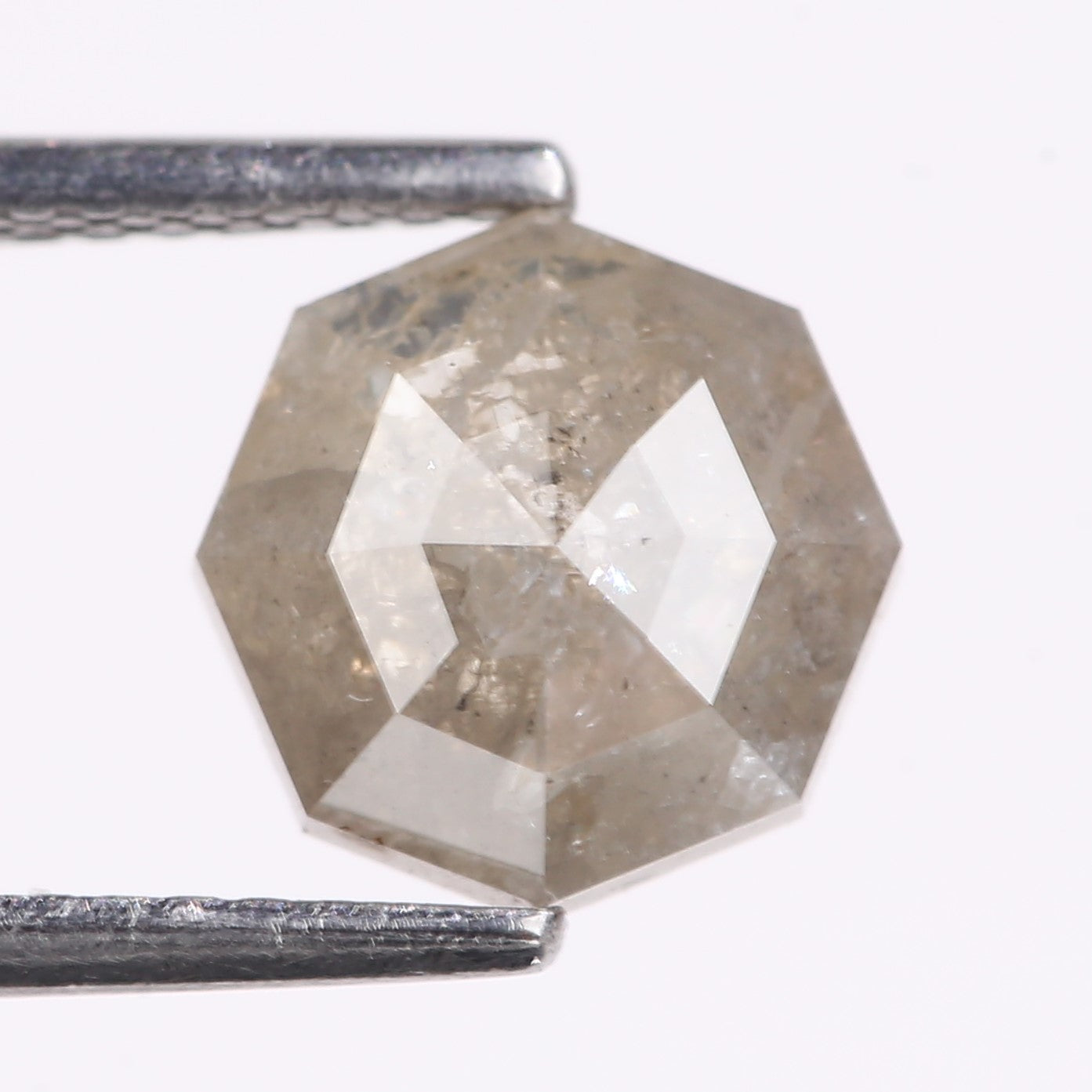 1.66 Carat Natural Gray Hexagon Cut Salt And Pepper Diamond 7.50 MM