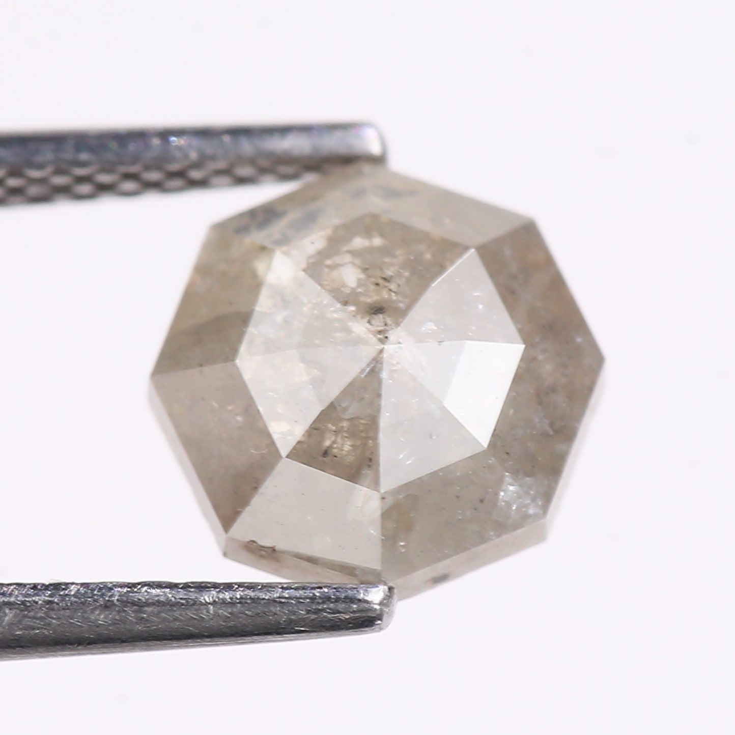1.66 Carat Natural Gray Hexagon Cut Salt And Pepper Diamond 7.50 MM
