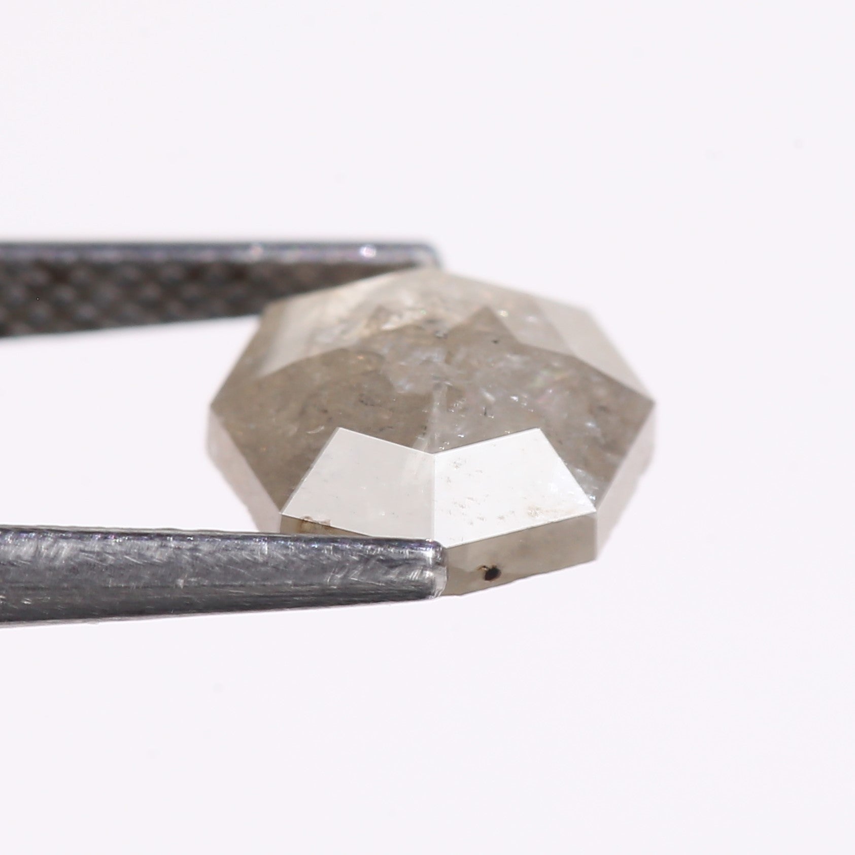 1.66 Carat Natural Gray Hexagon Cut Salt And Pepper Diamond 7.50 MM