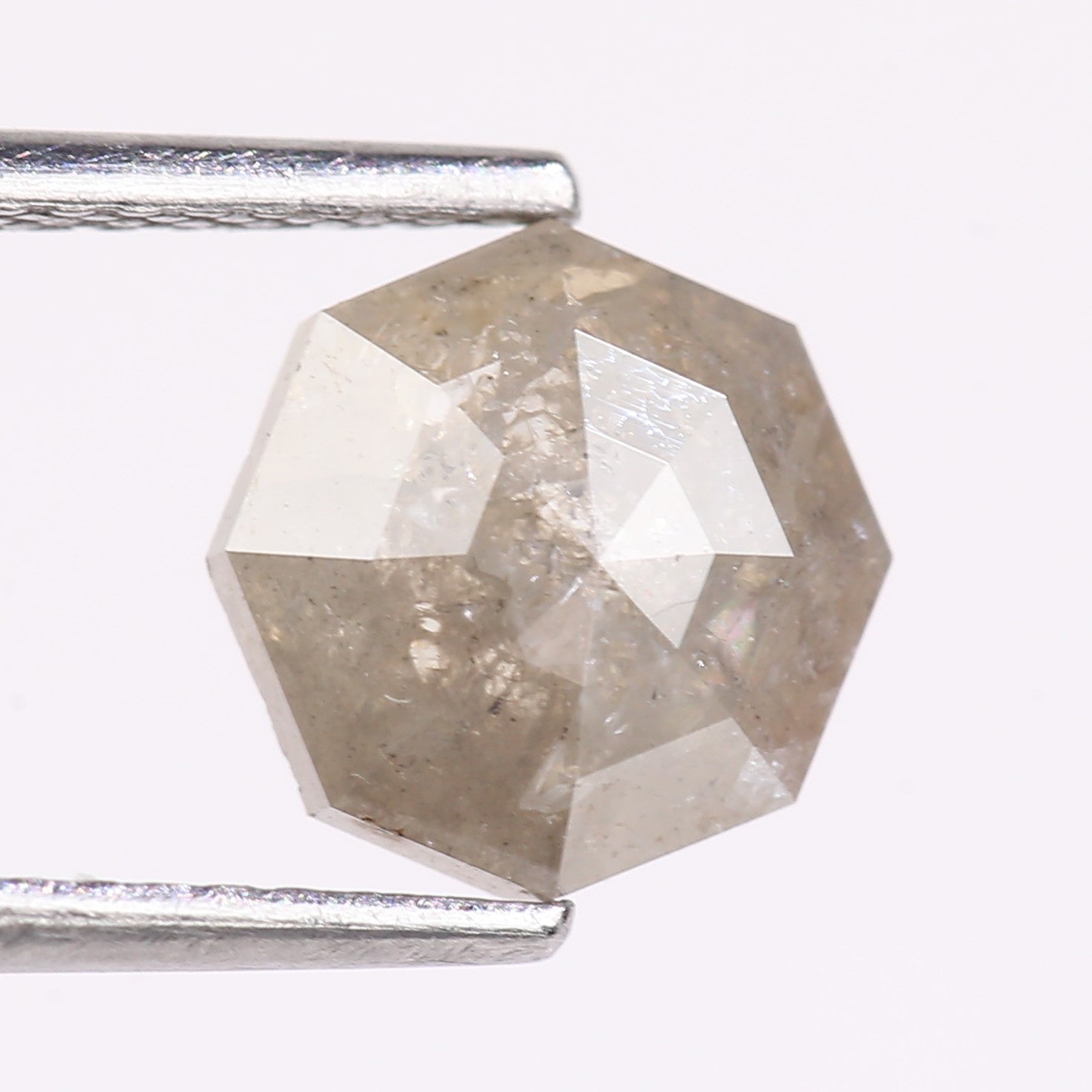 1.66 Carat Natural Gray Hexagon Cut Salt And Pepper Diamond 7.50 MM