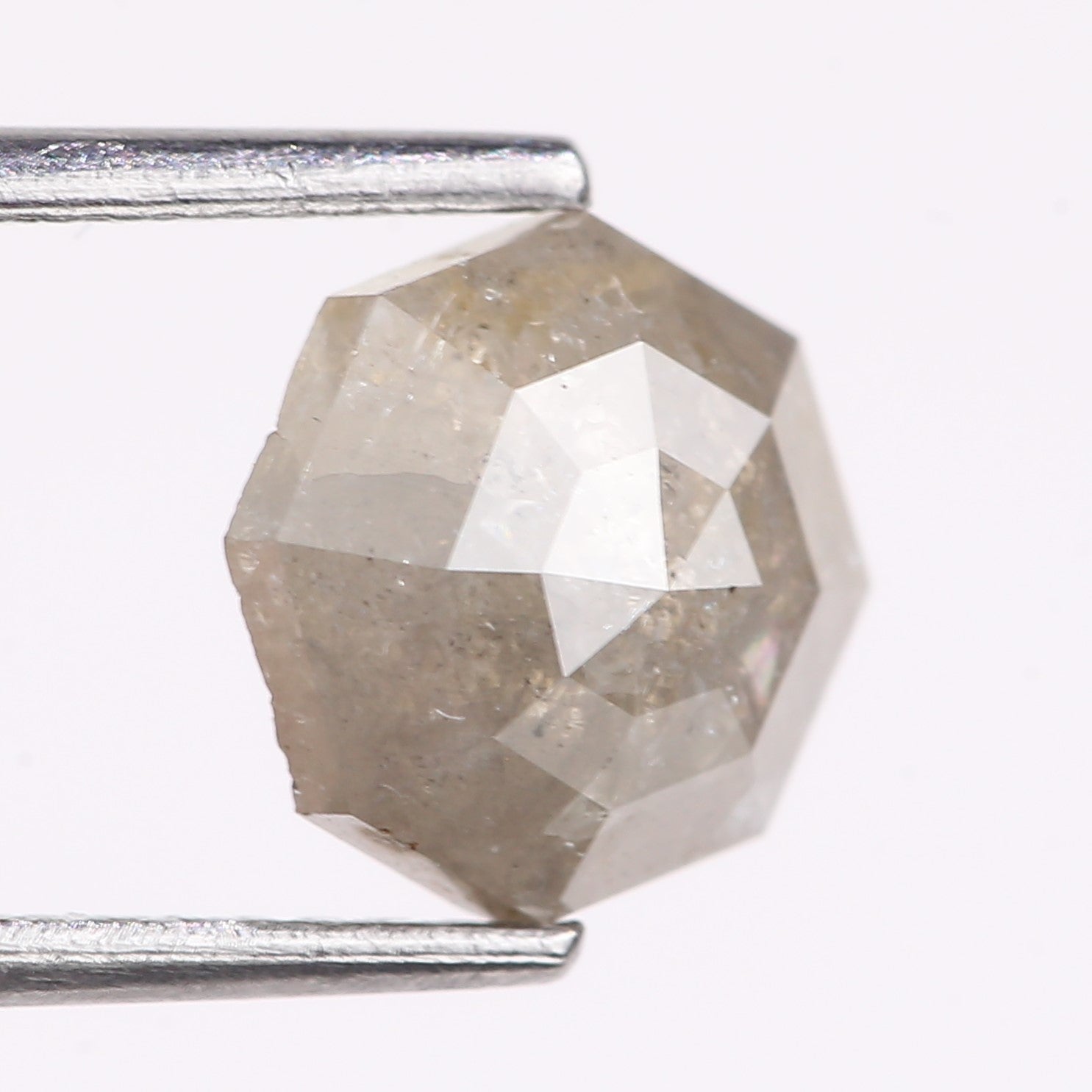 1.66 Carat Natural Gray Hexagon Cut Salt And Pepper Diamond 7.50 MM