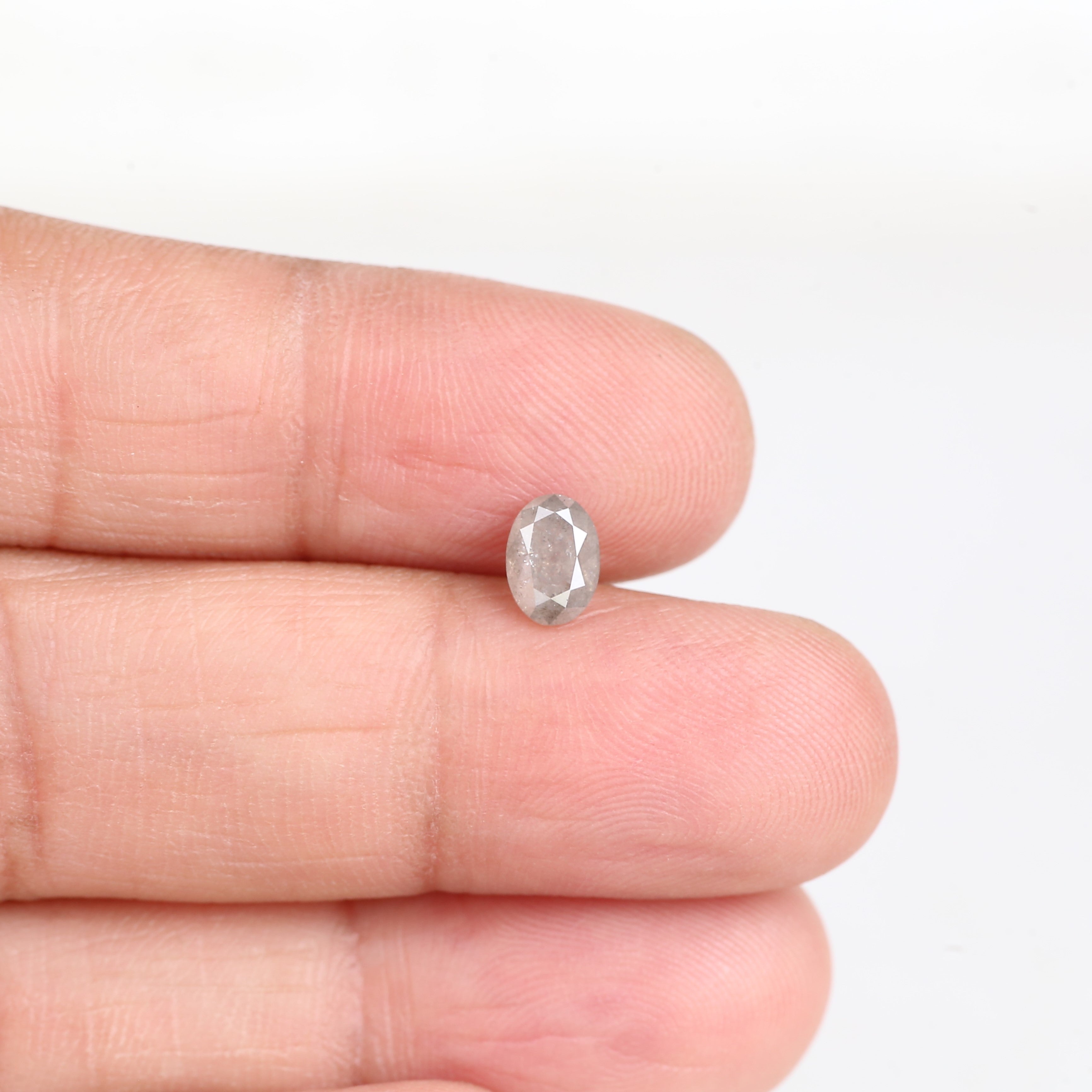 0.77 Carat Natural Oval Cut Grey Salt and Pepper Diamond 6.47 MM