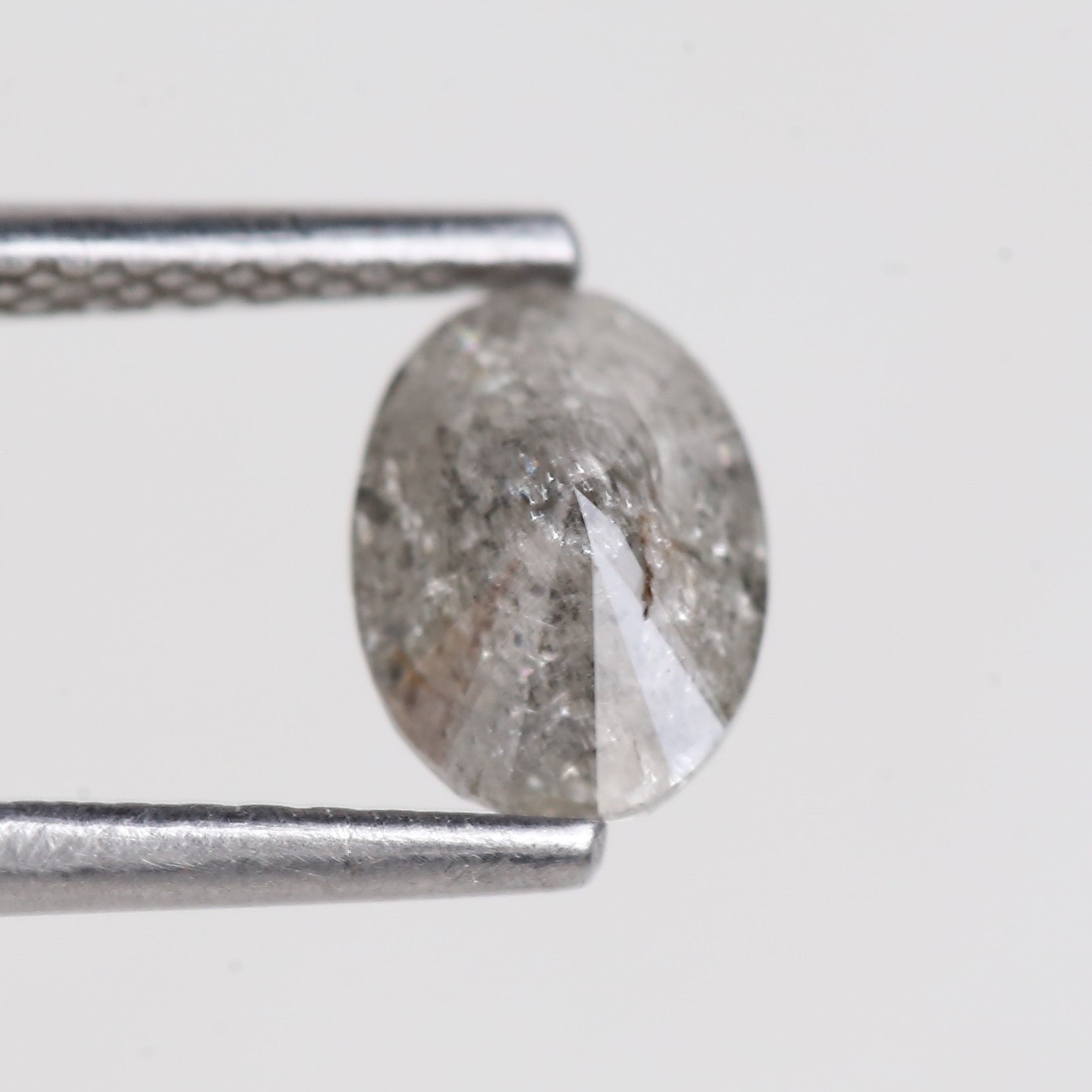0.87 Carat Natural Grey Oval Cut Brilliant Salt and Pepper Diamond 7.06 MM