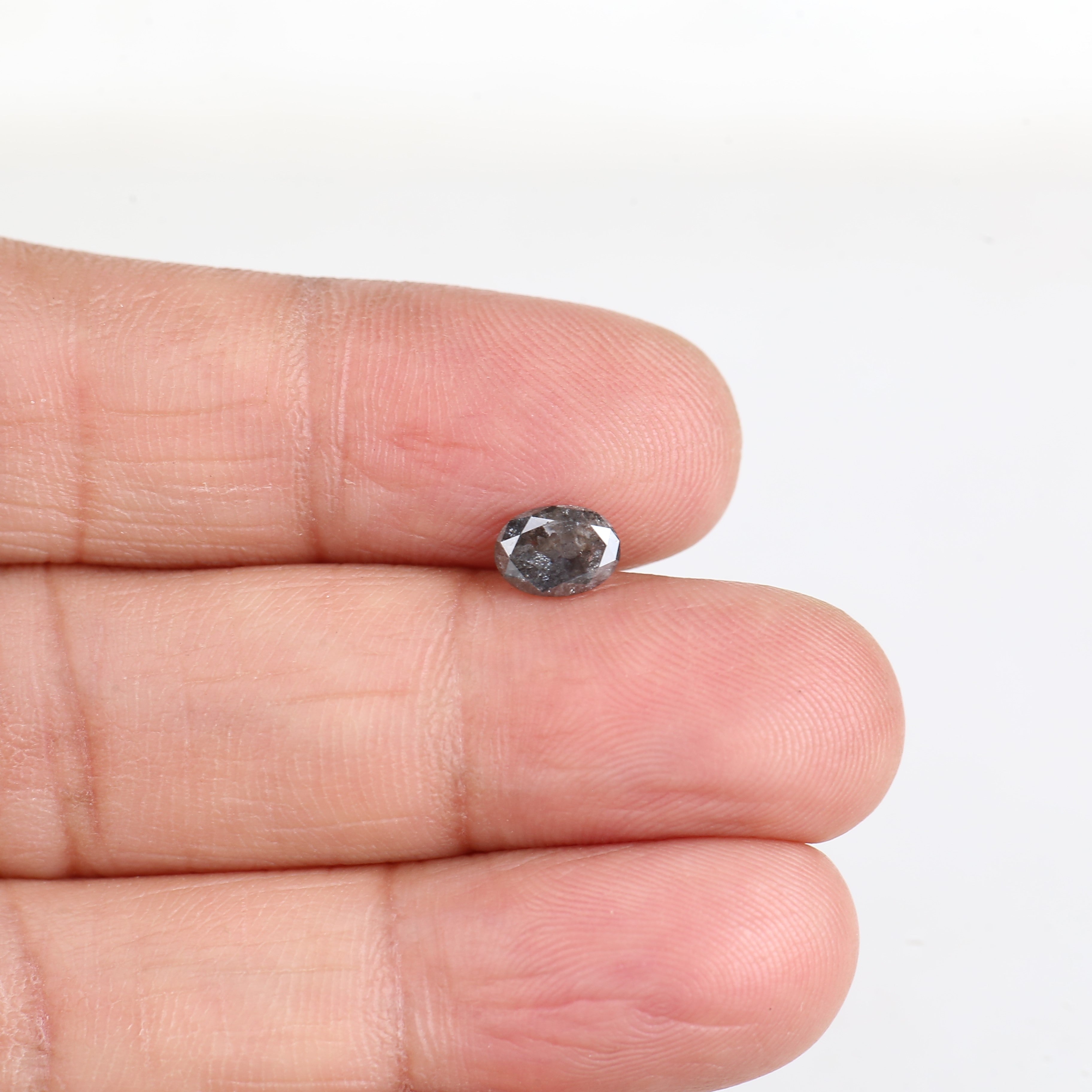0.67 Carat Natural Grey Oval Salt and Pepper Diamond 6.59 MM
