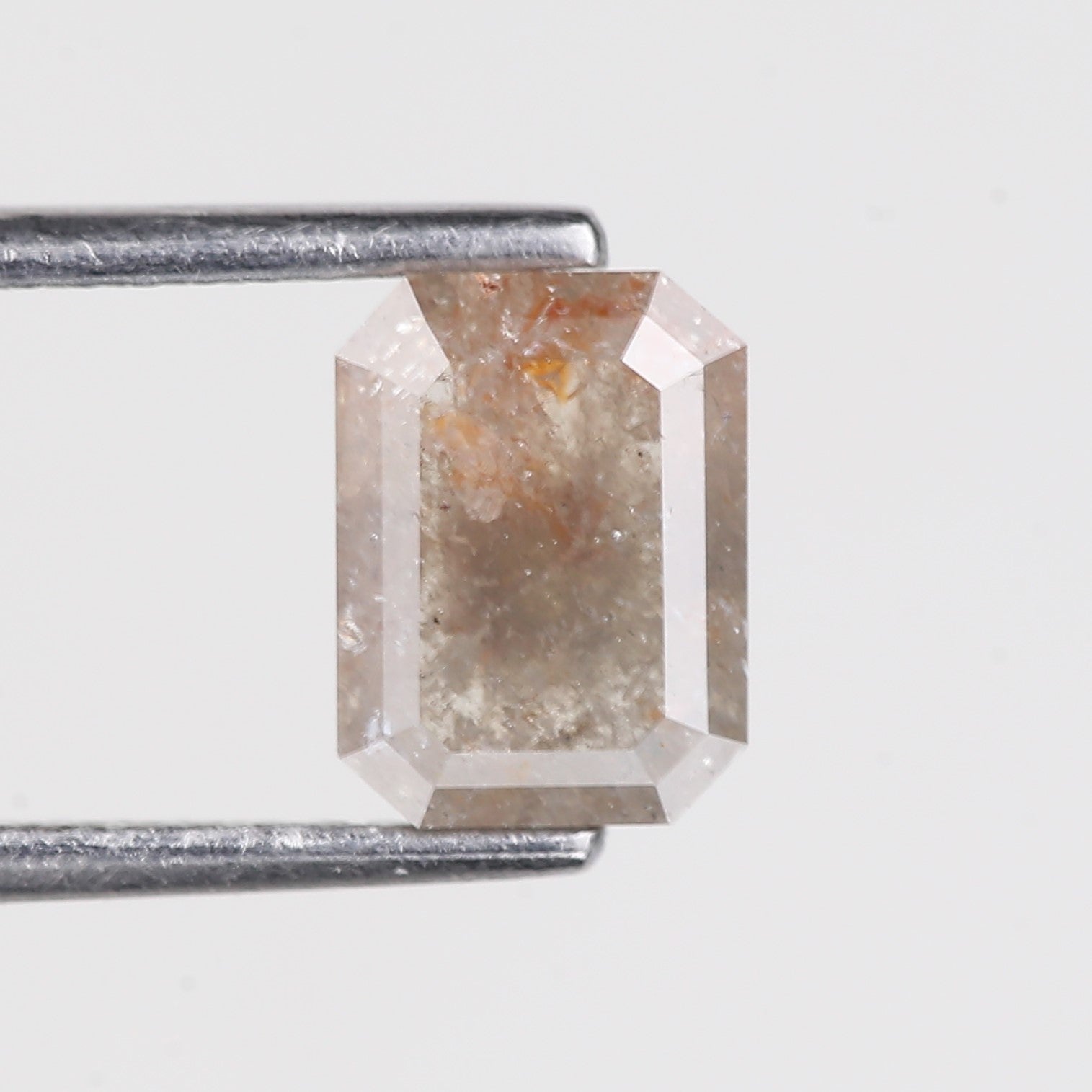 1 Carat Emerald Salt and Pepper Diamond Natural Orange Gray 7.4 MM