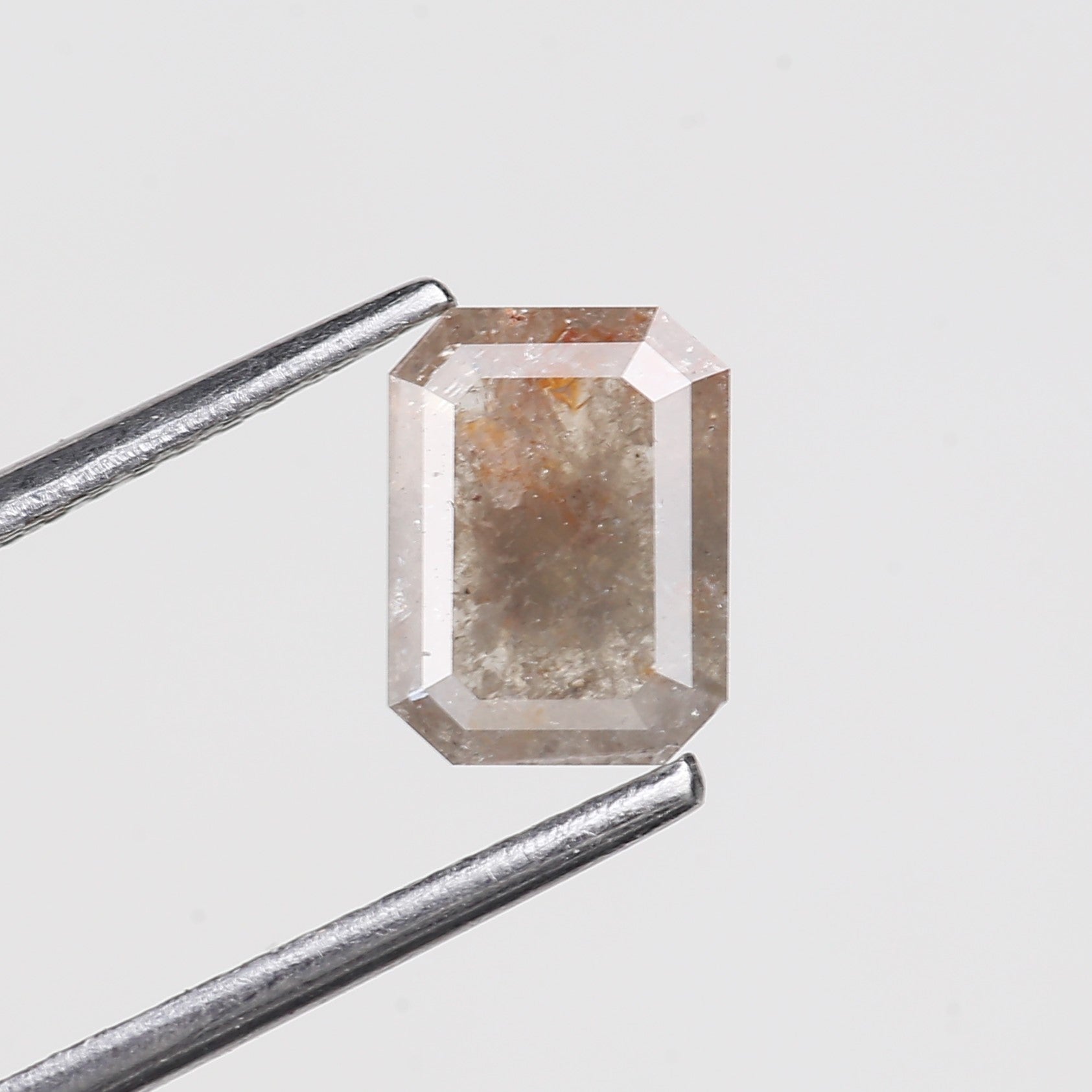 1 Carat Emerald Salt and Pepper Diamond Natural Orange Gray 7.4 MM