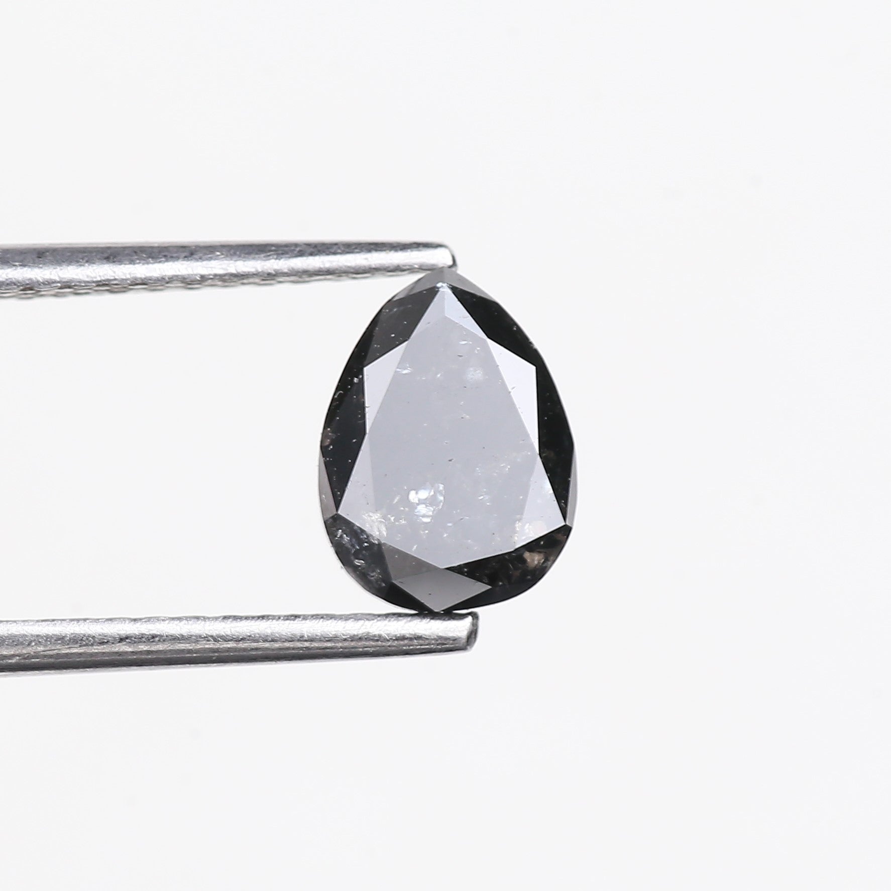 1.15 Carat Natural Fancy Black Pear Salt and Pepper Diamond 7.50 MM