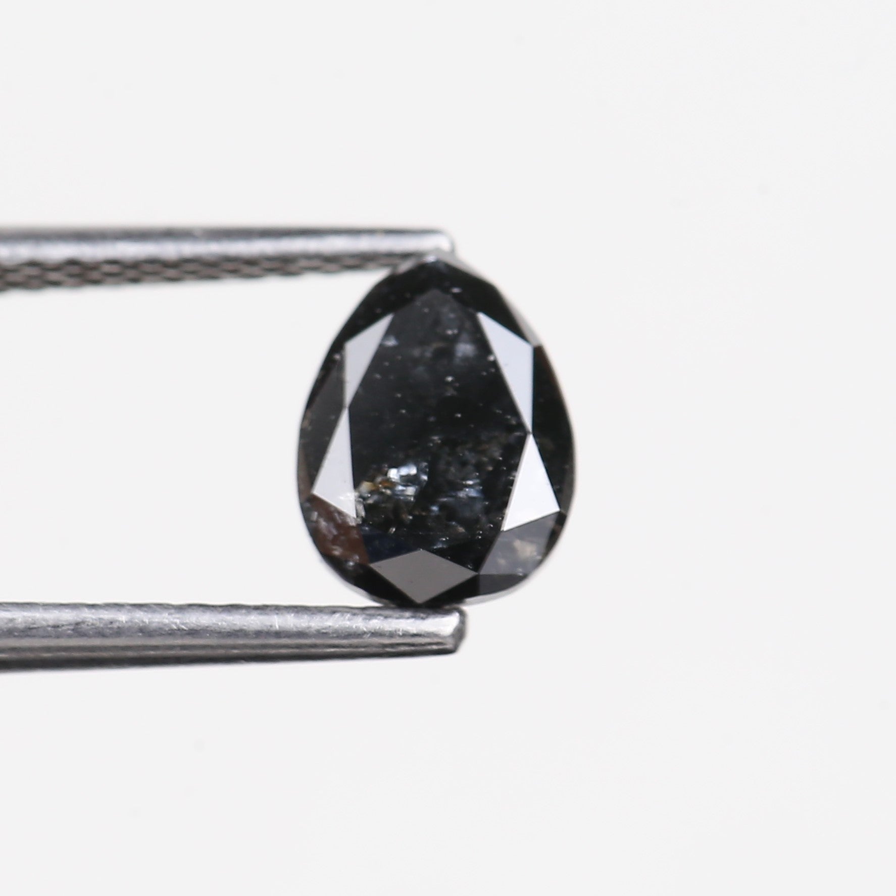 1.15 Carat Natural Fancy Black Pear Salt and Pepper Diamond 7.50 MM