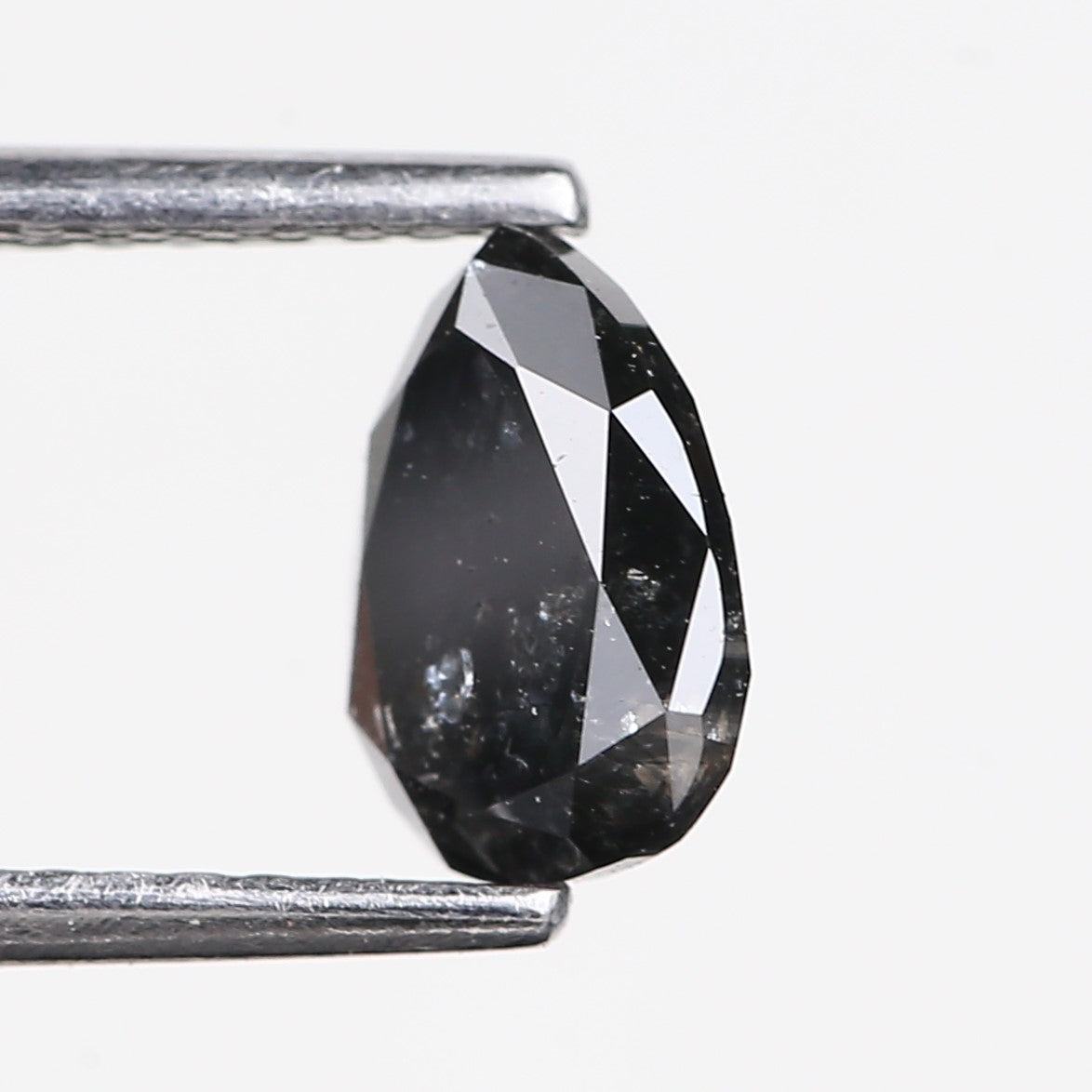 1.15 Carat Natural Fancy Black Pear Salt and Pepper Diamond 7.50 MM