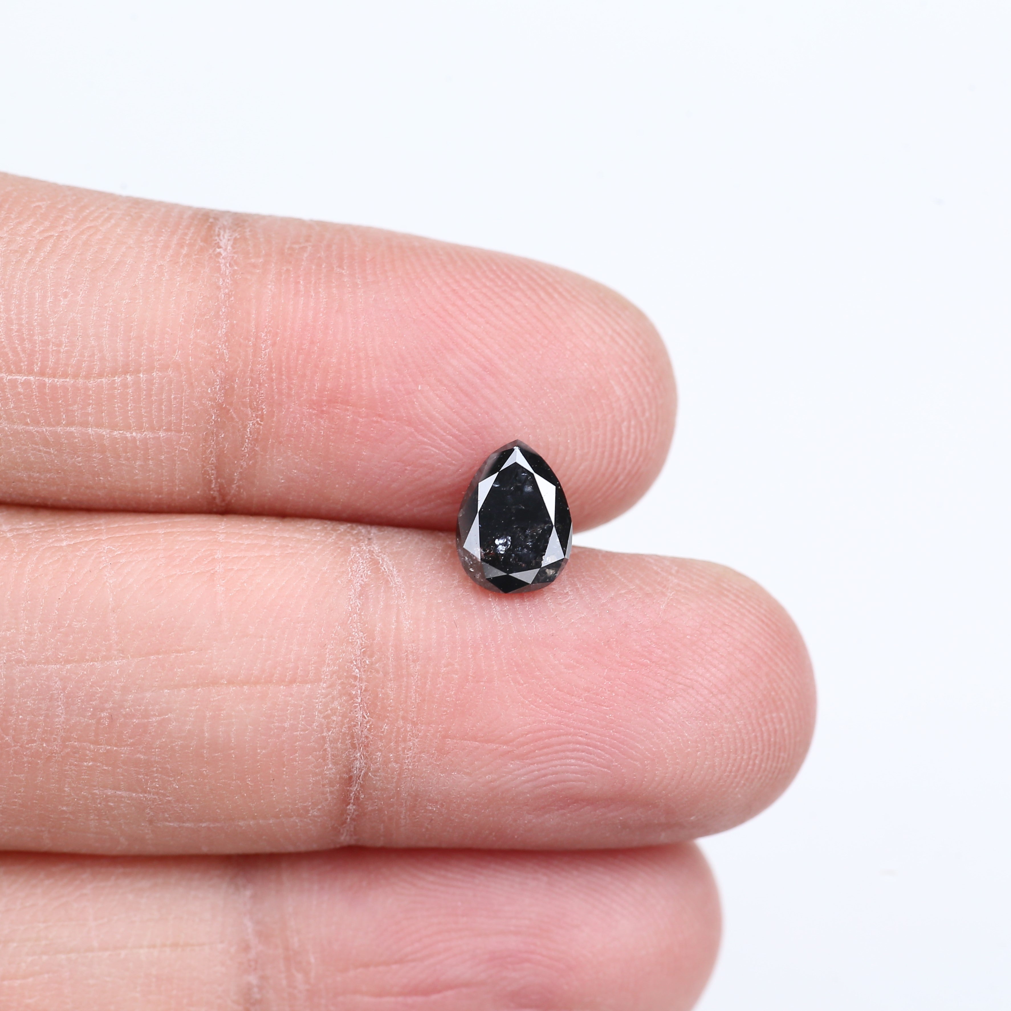 1.15 Carat Natural Fancy Black Pear Salt and Pepper Diamond 7.50 MM