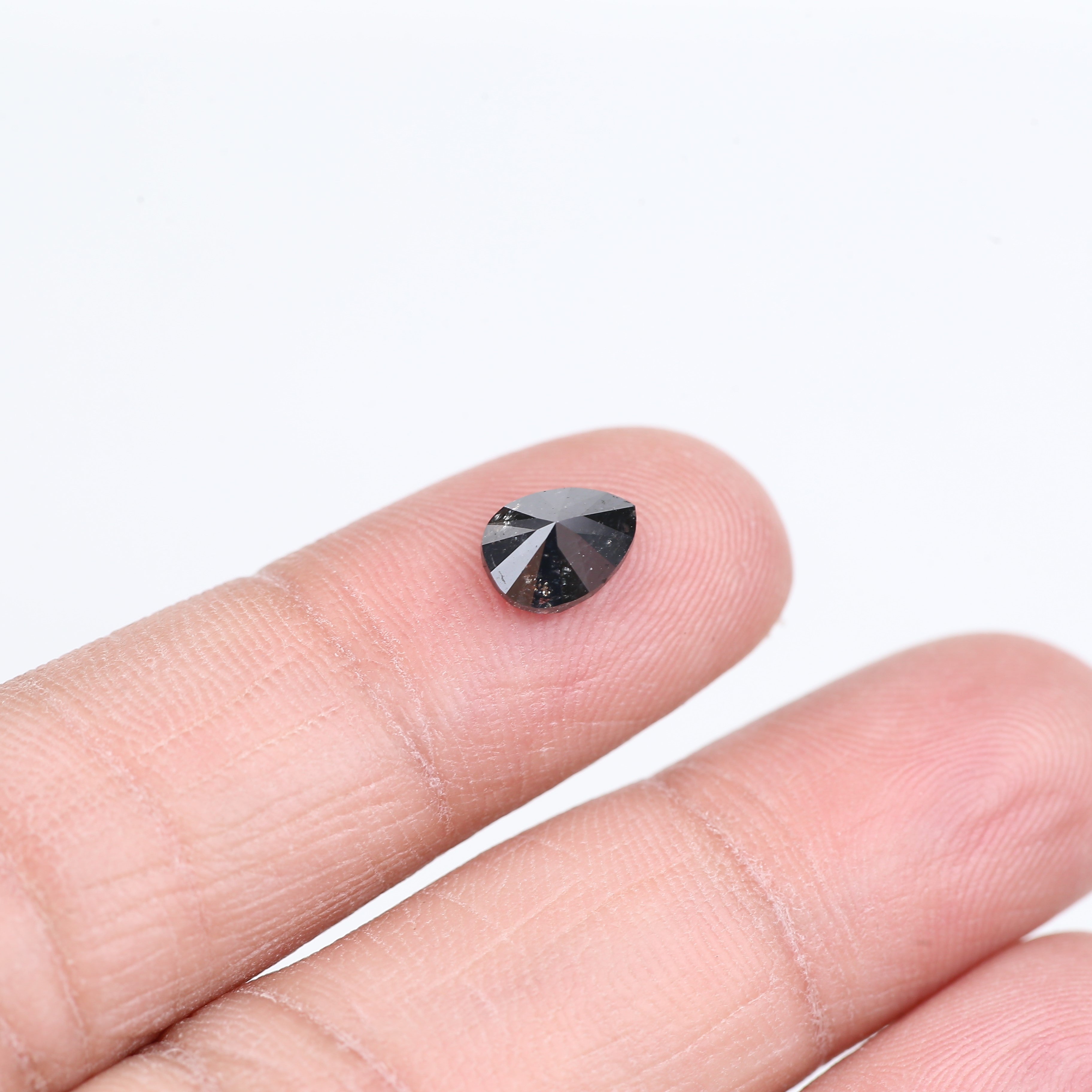 1.15 Carat Natural Fancy Black Pear Salt and Pepper Diamond 7.50 MM