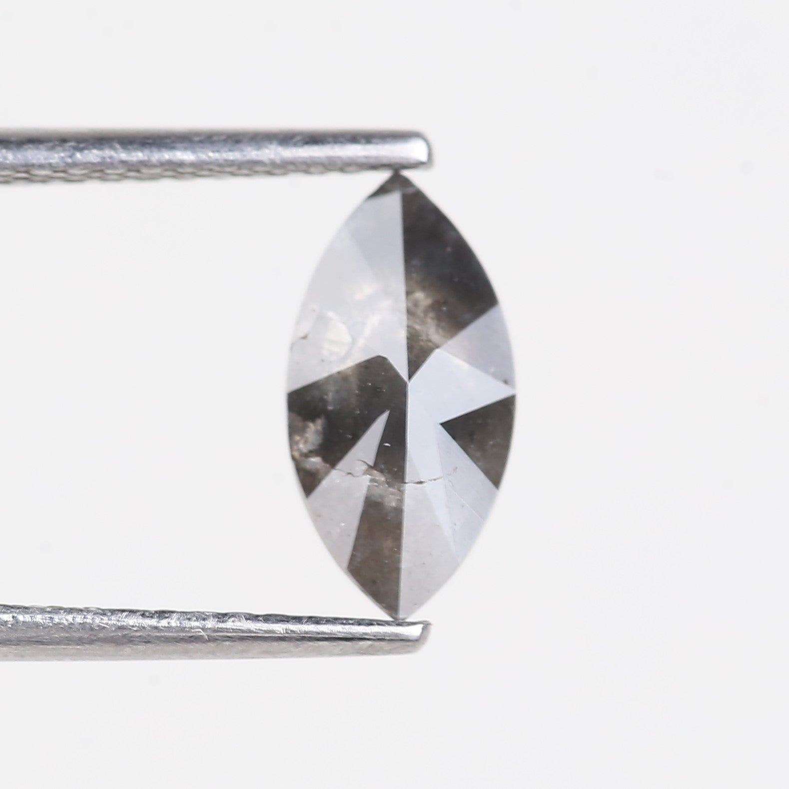 0.89 Carat Natural Marquise Cut Grey Salt and Pepper Diamond 9.99 MM