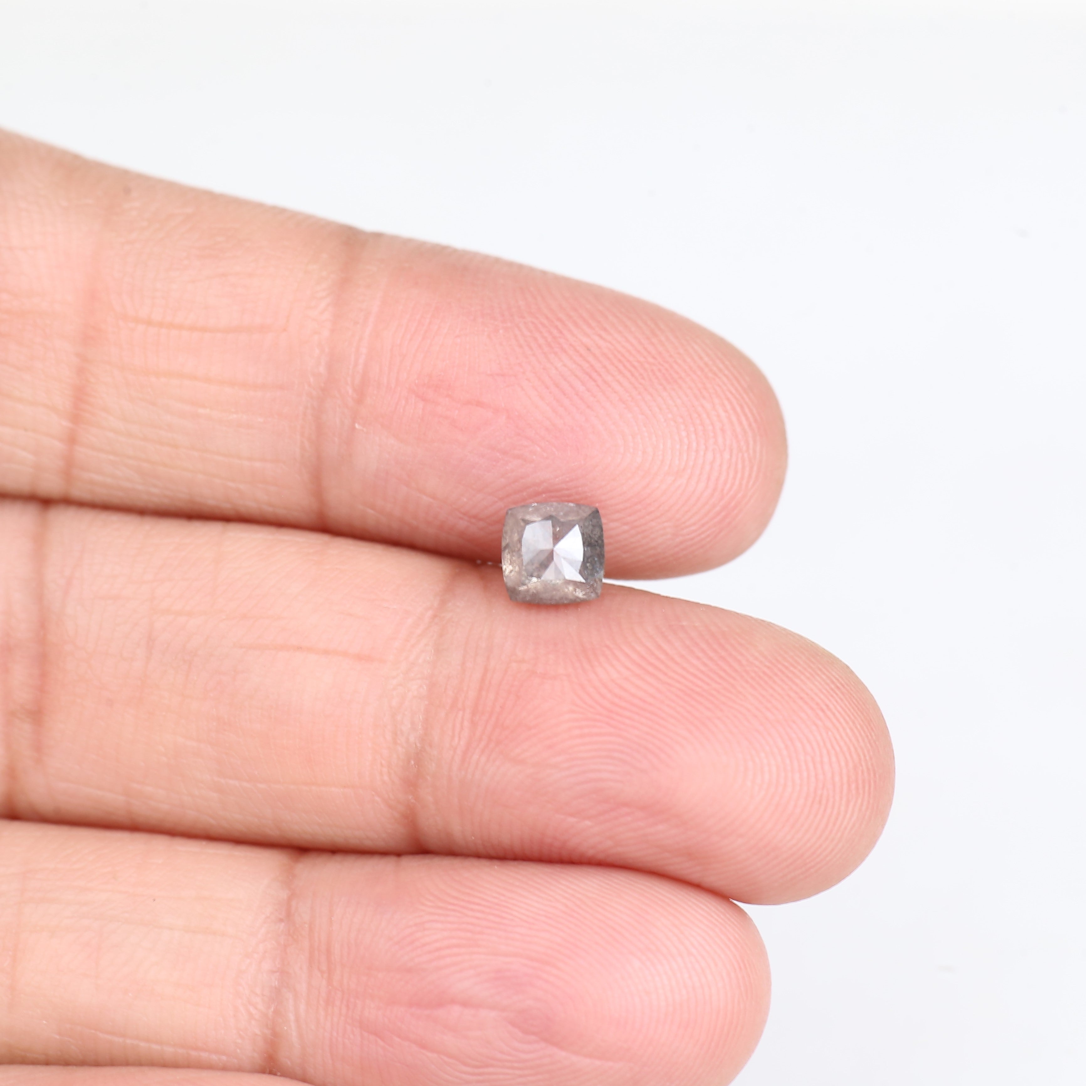 0.95 Carat Double Cut Cushion Salt and Pepper Diamond 5.20 MM