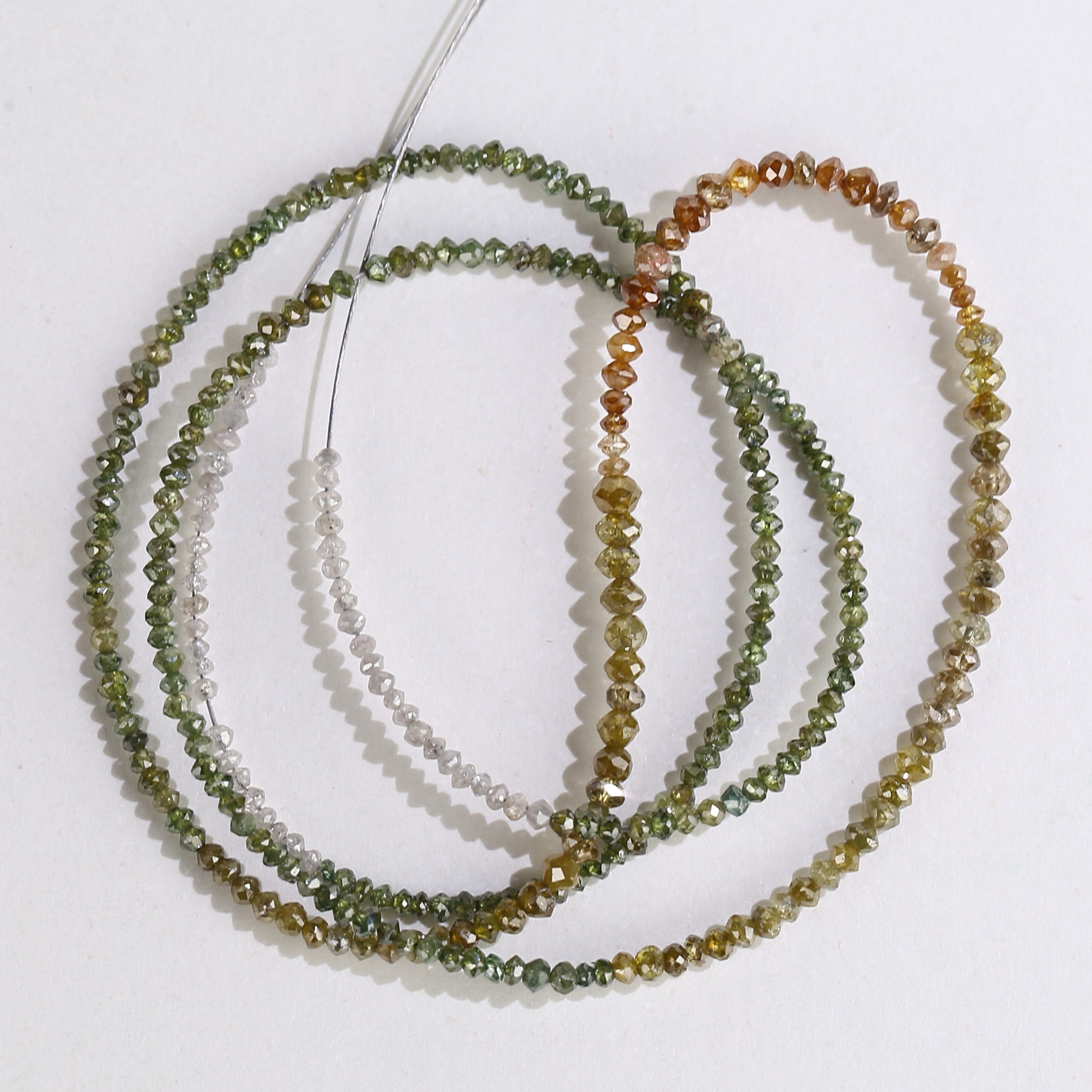 15 Carat Natural Yellowish White Green Multi Color Diamond Beads 1.30 - 2 MM