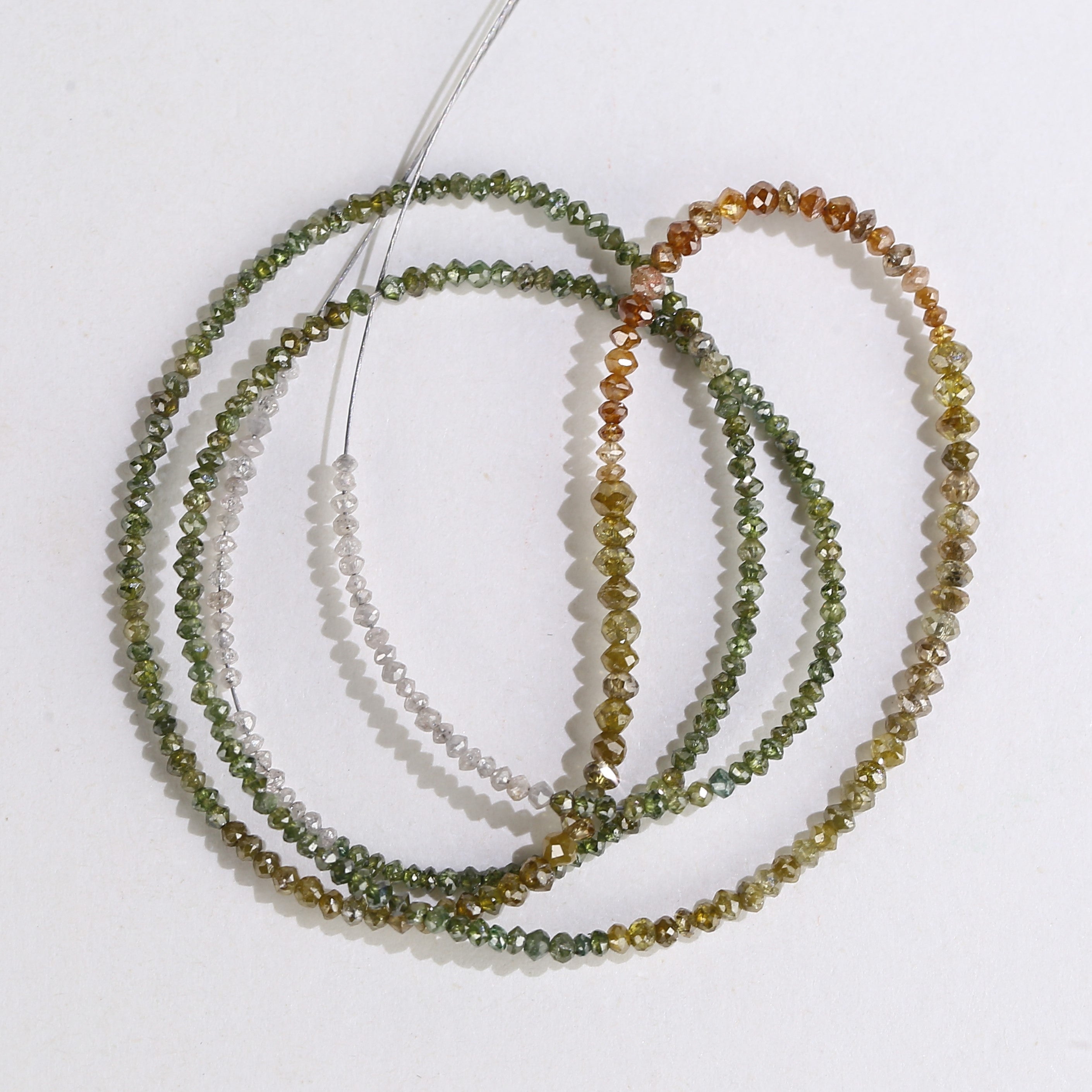 15 Carat Natural Yellowish White Green Multi Color Diamond Beads 1.30 - 2 MM