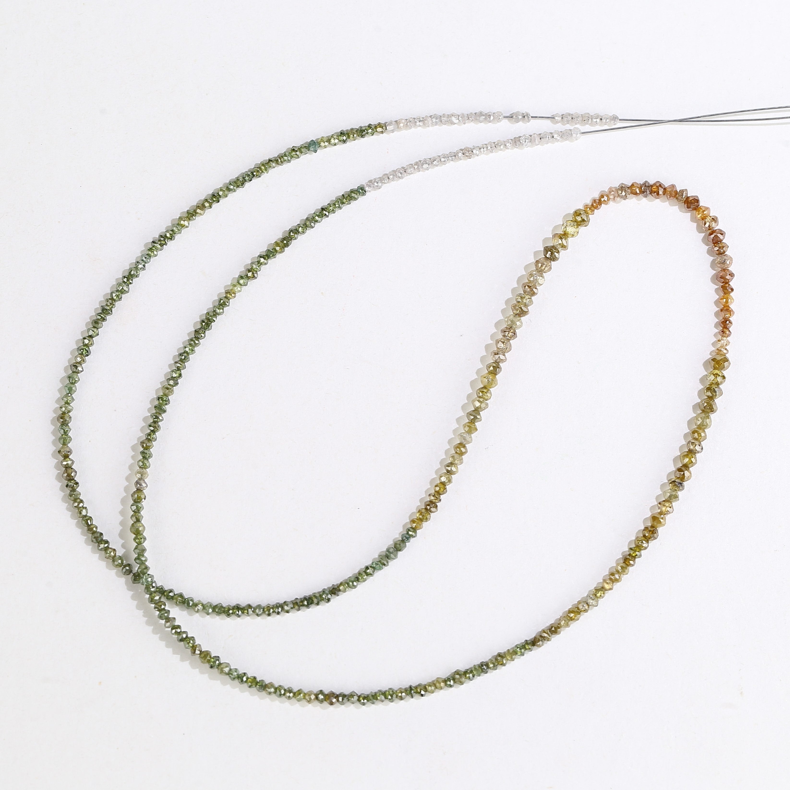 15 Carat Natural Yellowish White Green Multi Color Diamond Beads 1.30 - 2 MM