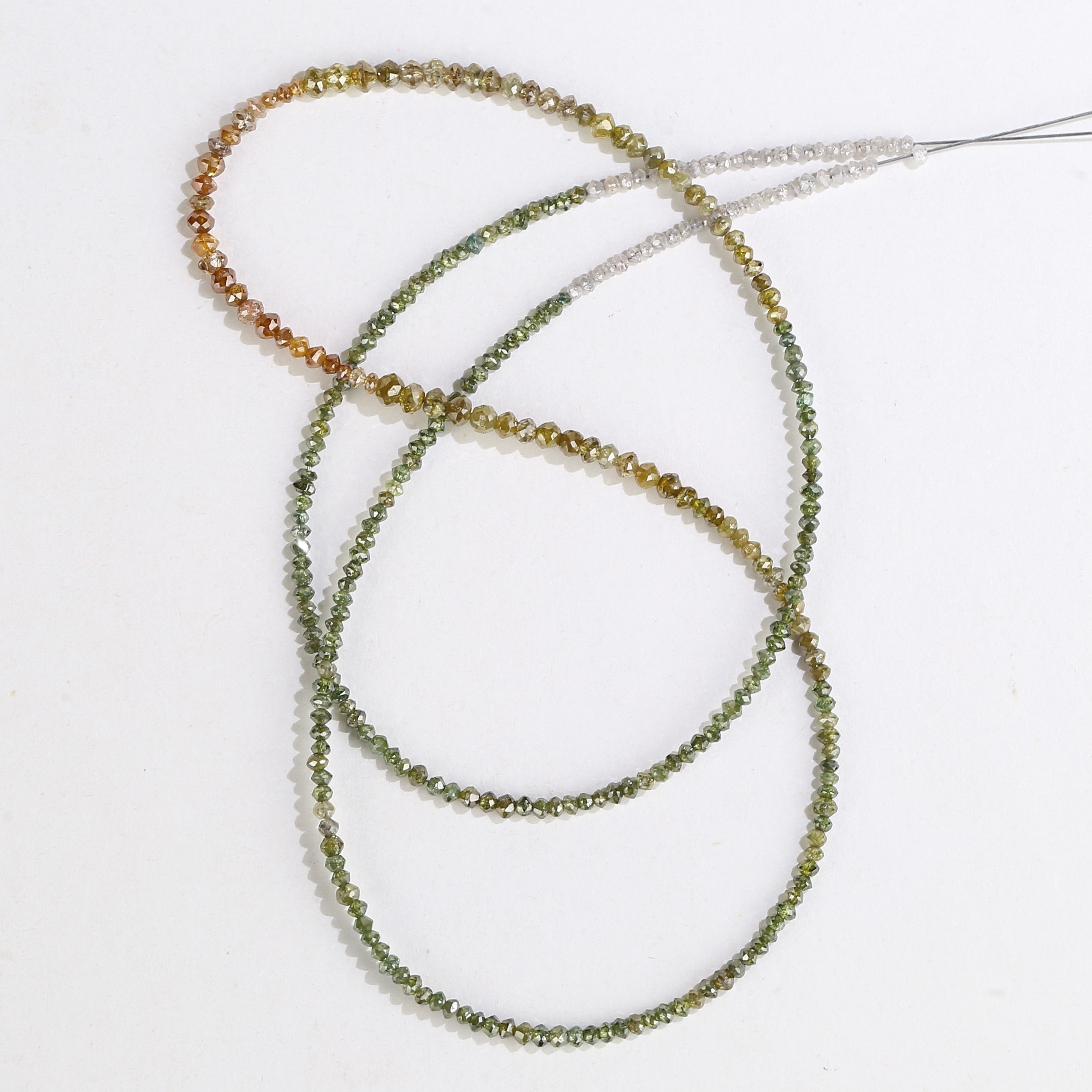 15 Carat Natural Yellowish White Green Multi Color Diamond Beads 1.30 - 2 MM