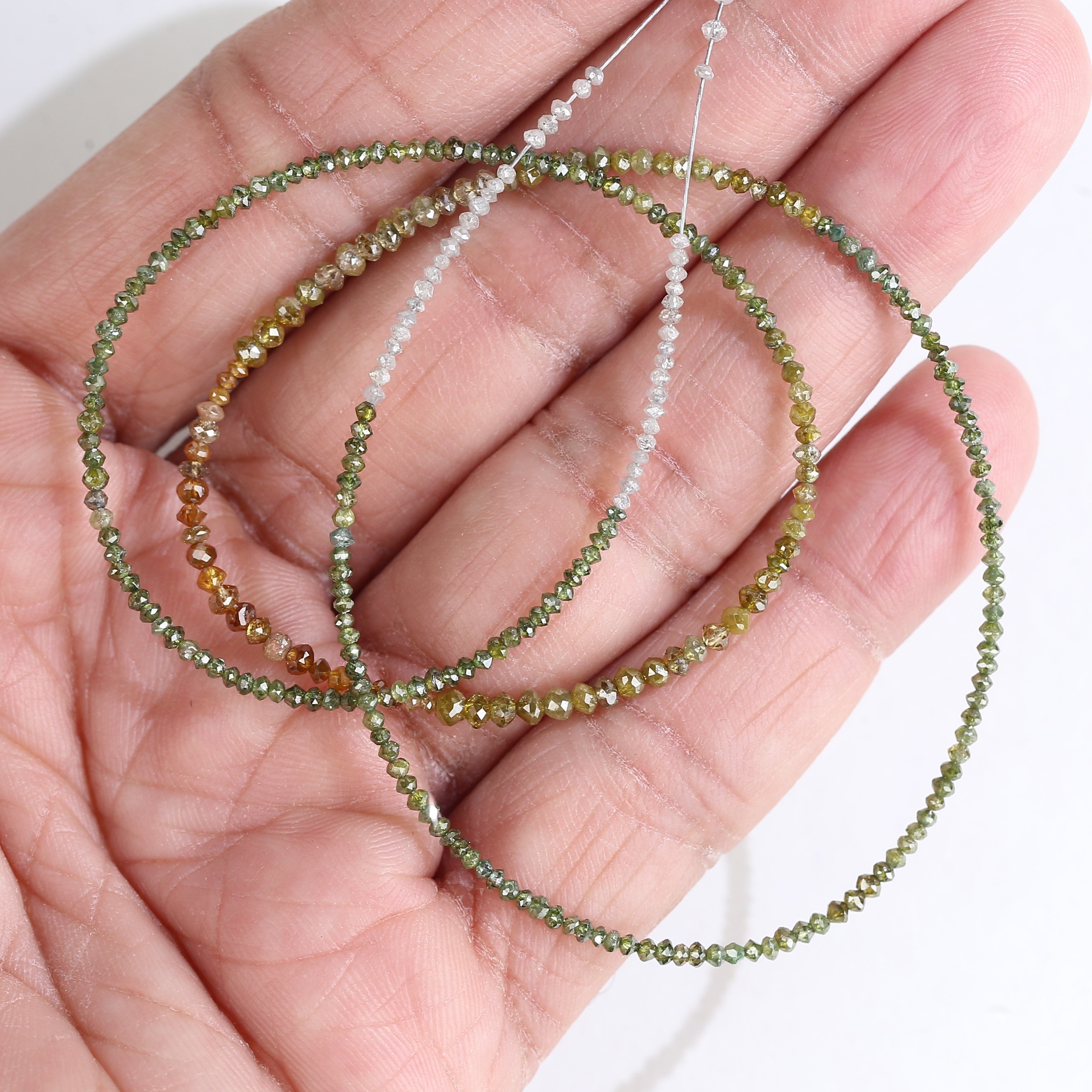 15 Carat Natural Yellowish White Green Multi Color Diamond Beads 1.30 - 2 MM