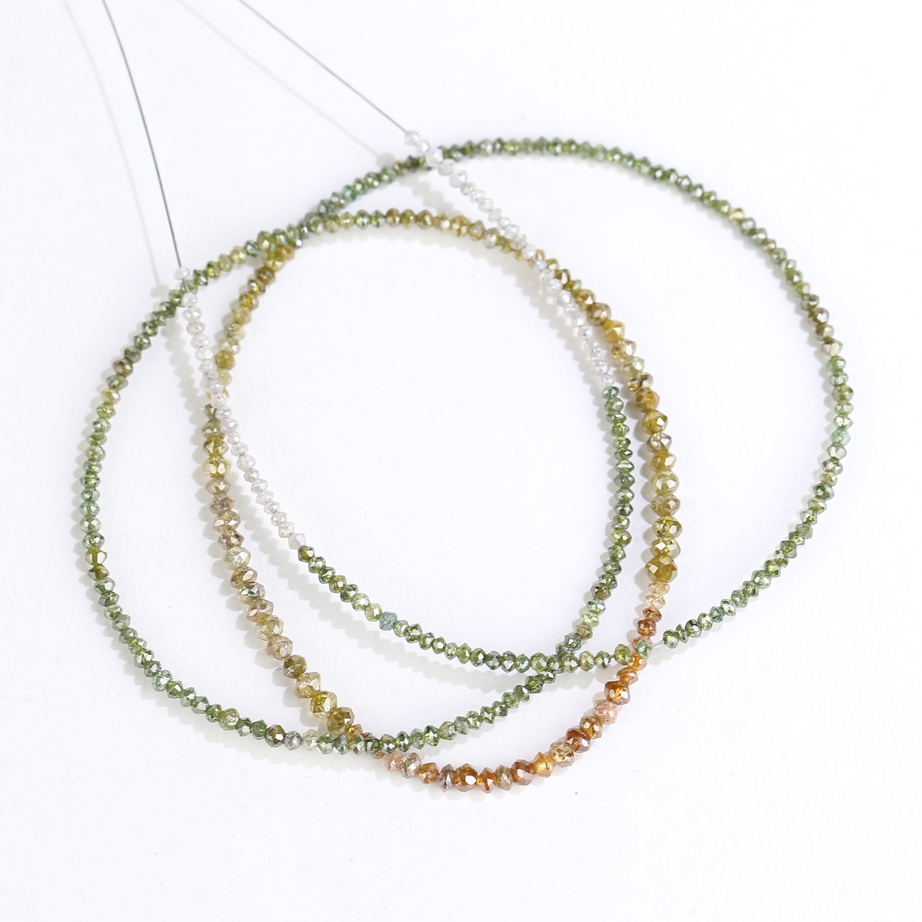 15 Carat Natural Yellowish White Green Multi Color Diamond Beads 1.30 - 2 MM