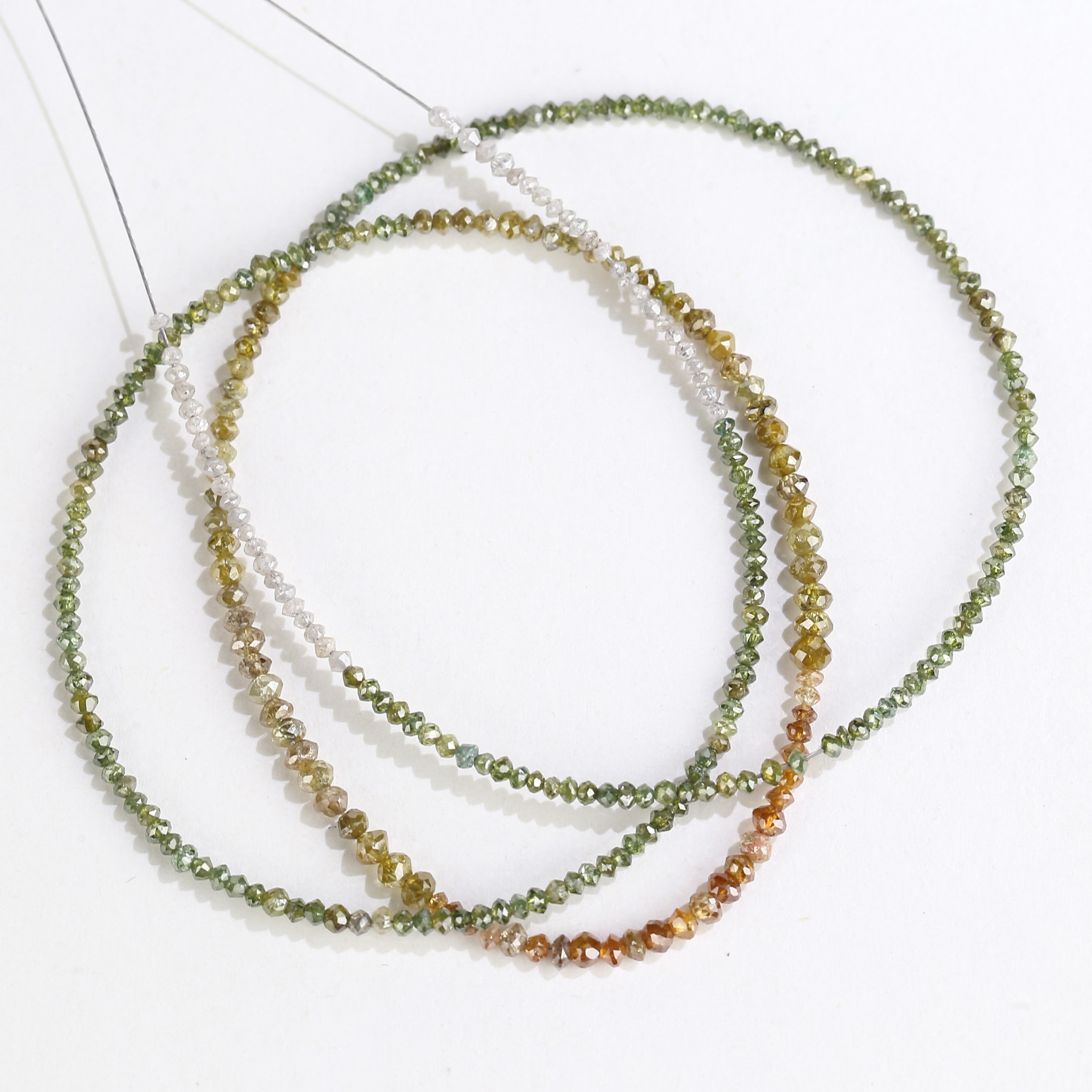 15 Carat Natural Yellowish White Green Multi Color Diamond Beads 1.30 - 2 MM