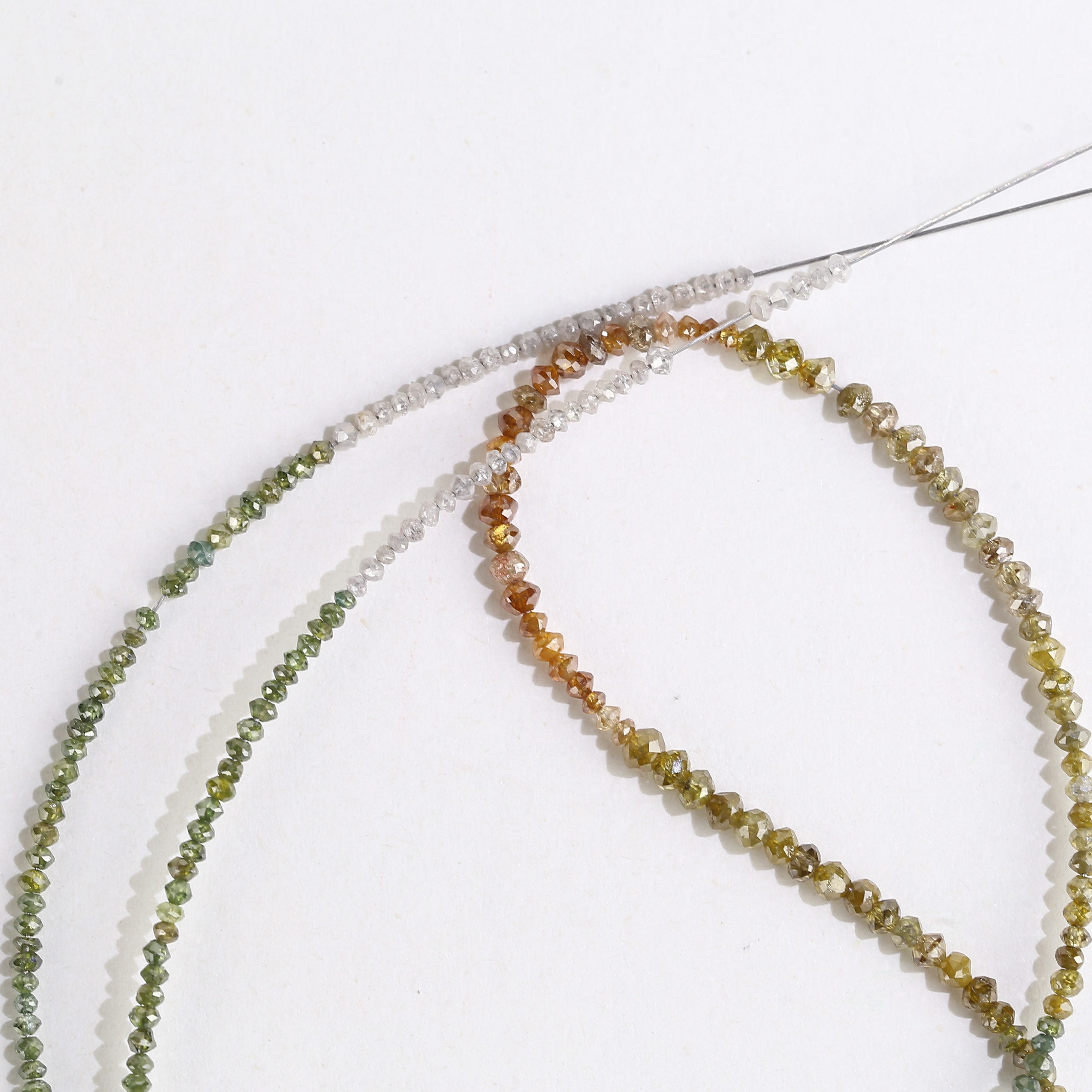 15 Carat Natural Yellowish White Green Multi Color Diamond Beads 1.30 - 2 MM