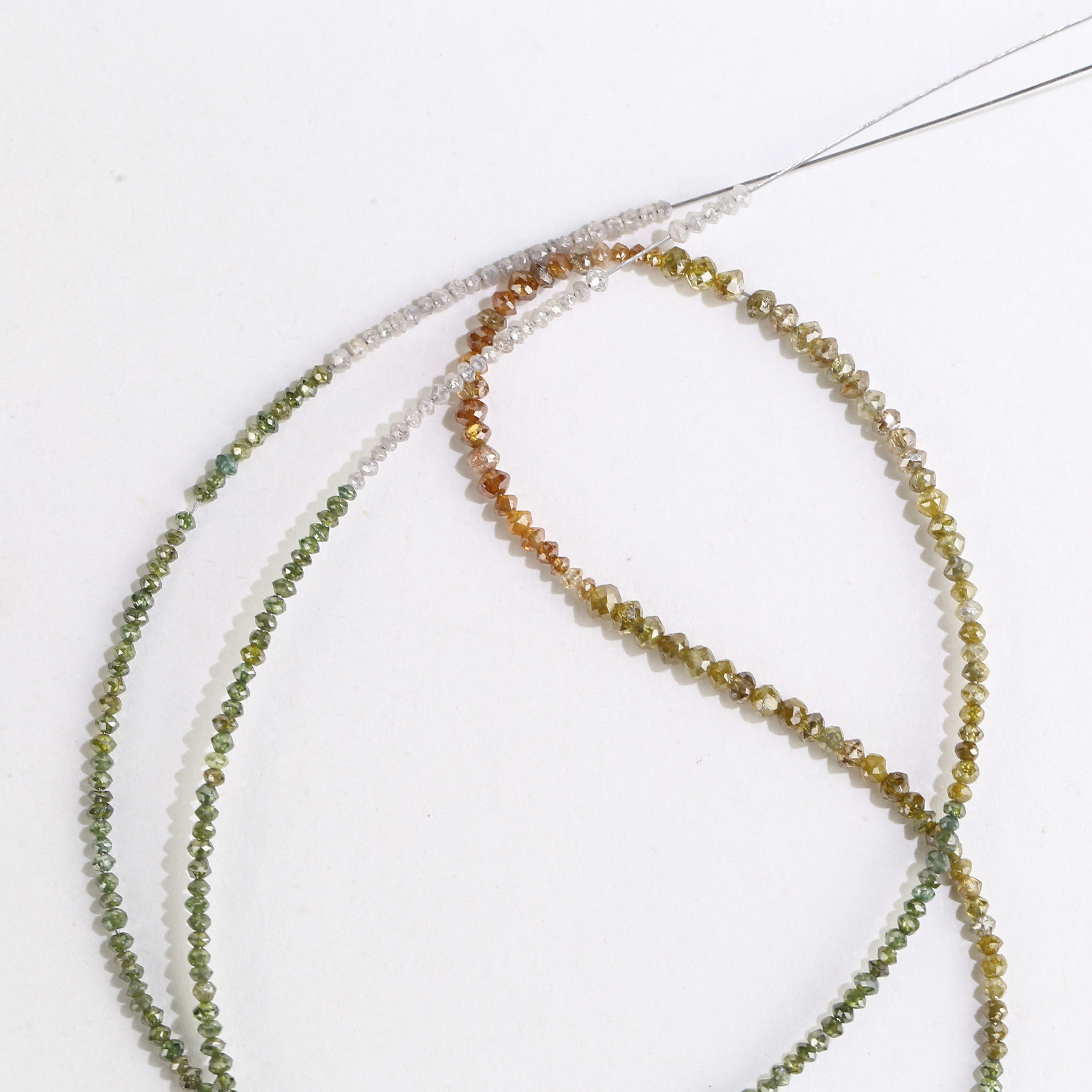 15 Carat Natural Yellowish White Green Multi Color Diamond Beads 1.30 - 2 MM