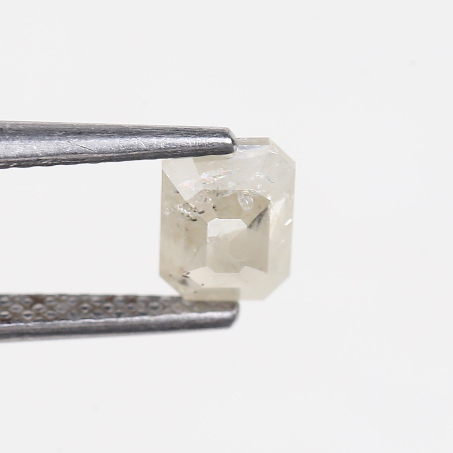 0.87 Carat Emerald Cut Salt and Pepper Diamond 6.37 MM