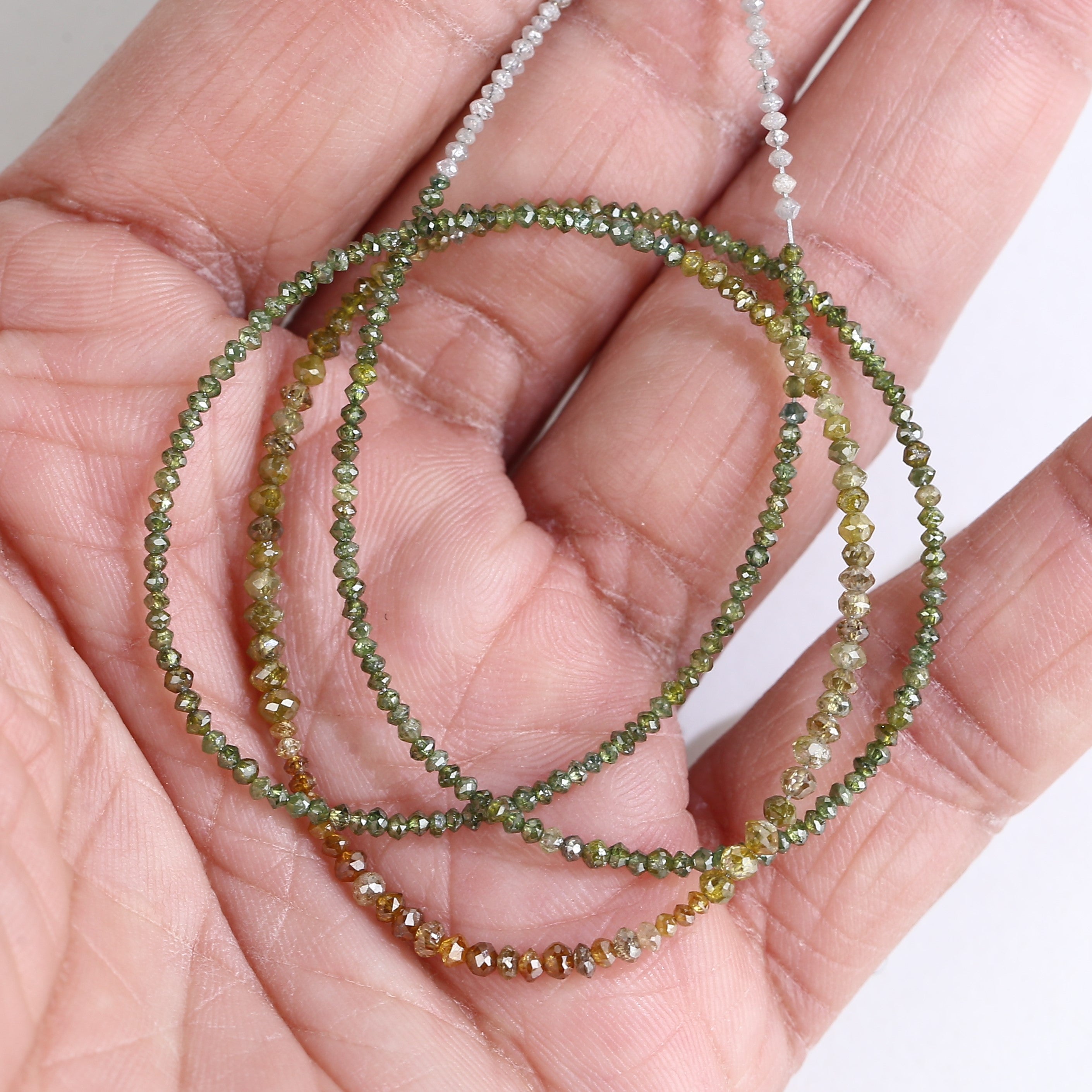 15 Carat Natural Yellowish White Green Multi Color Diamond Beads 1.30 - 2 MM