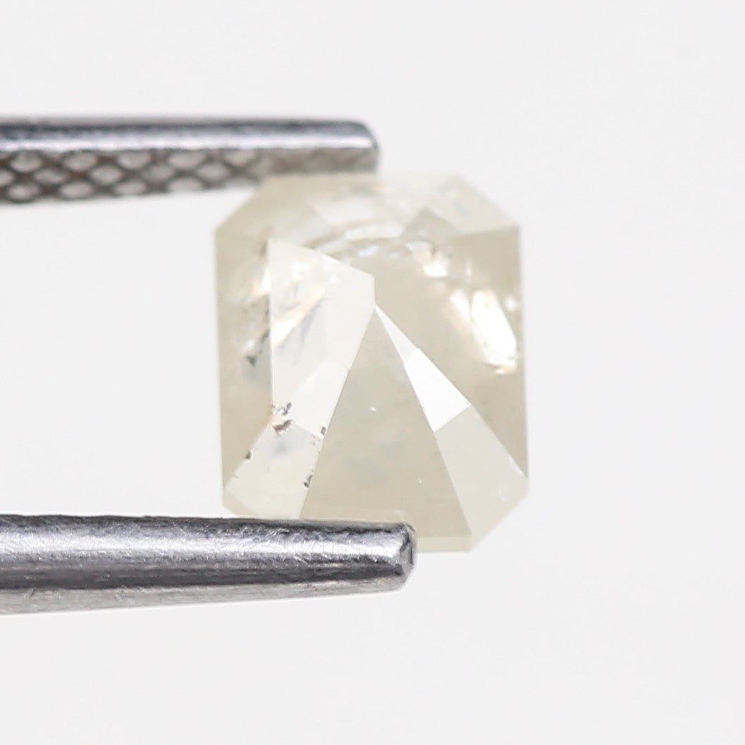 0.87 Carat Emerald Cut Salt and Pepper Diamond 6.37 MM