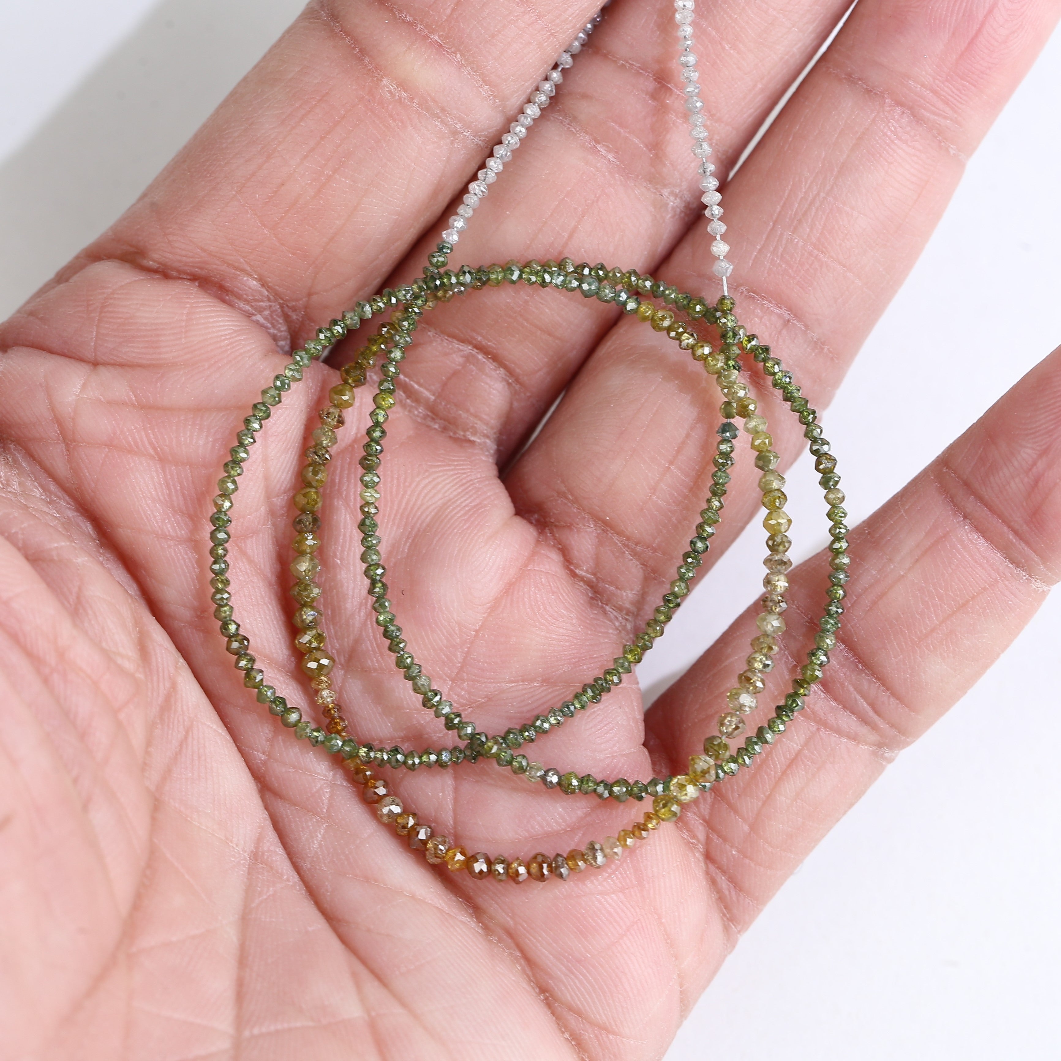 15 Carat Natural Yellowish White Green Multi Color Diamond Beads 1.30 - 2 MM