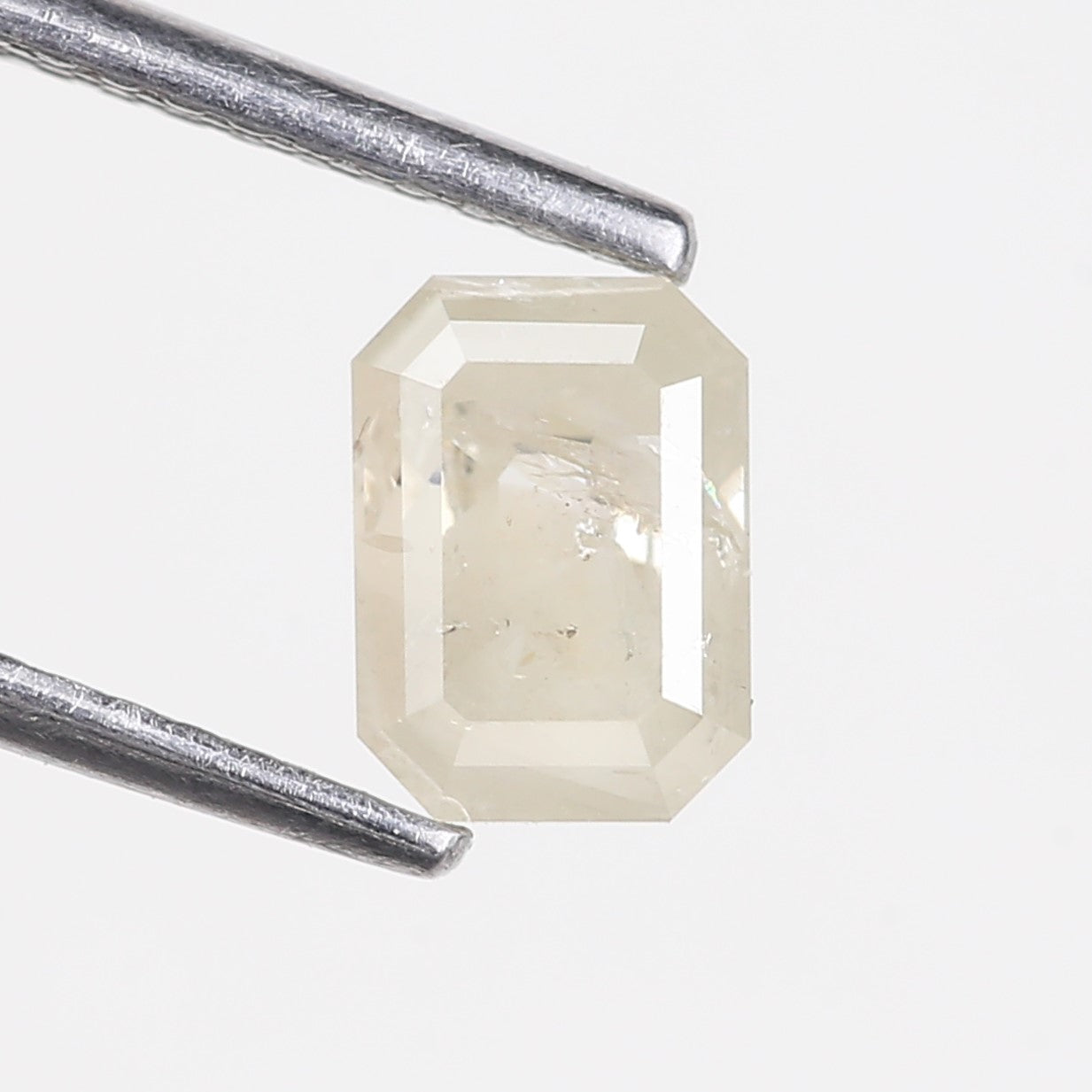 0.87 Carat Emerald Cut Salt and Pepper Diamond 6.37 MM