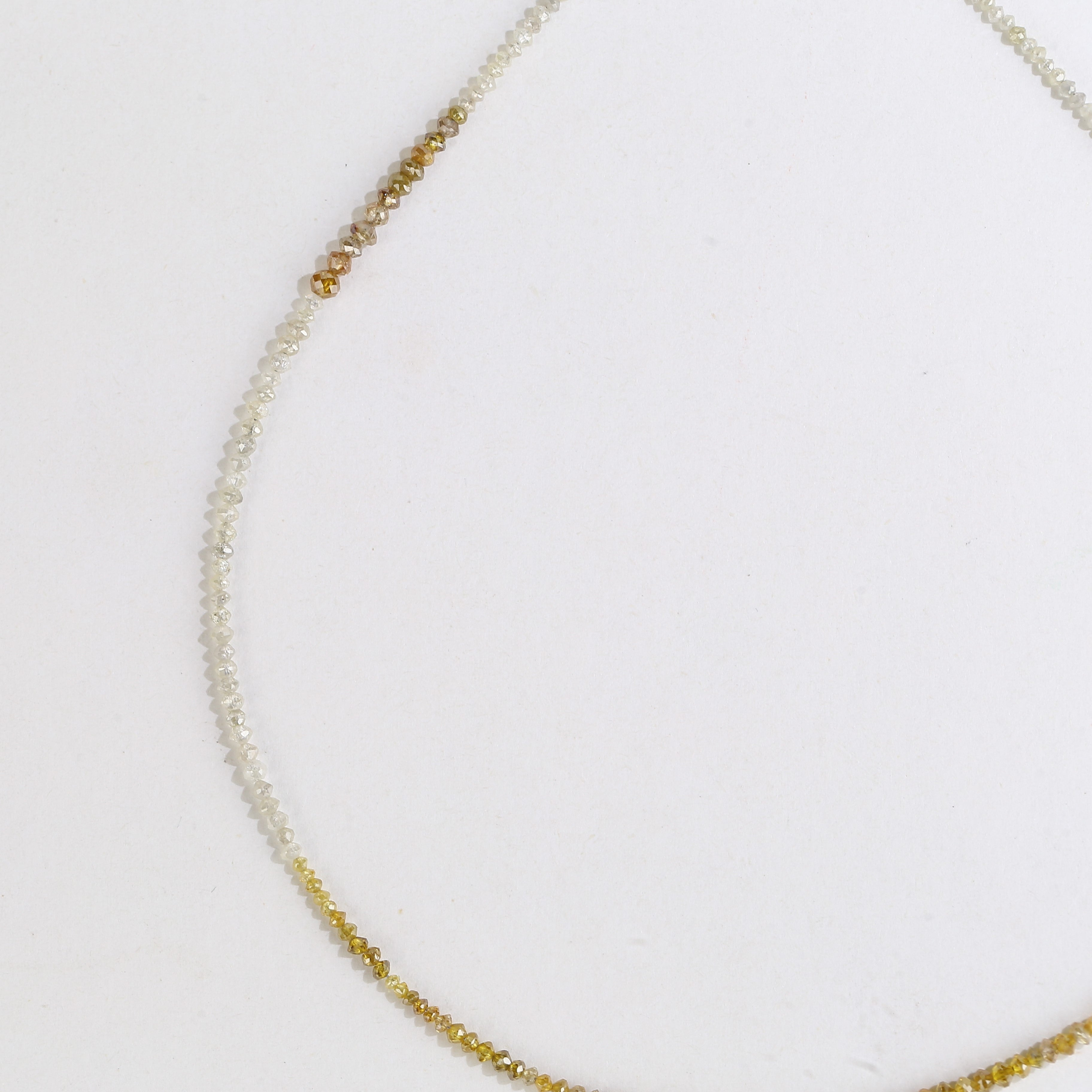 15 Carat Natural Yellow White Diamond Beads Necklace 1.50- 2.50 mm