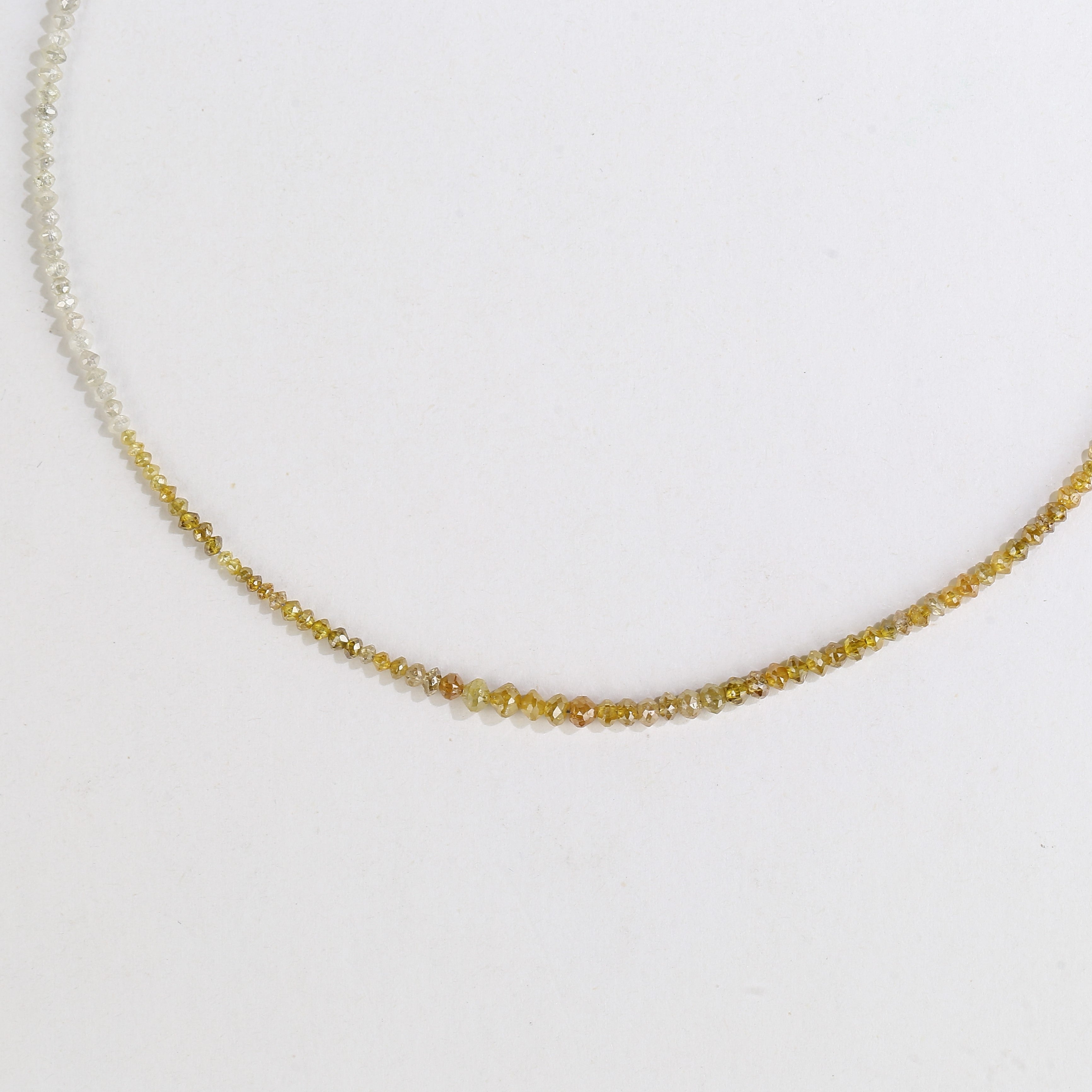 15 Carat Natural Yellow White Diamond Beads Necklace 1.50- 2.50 mm