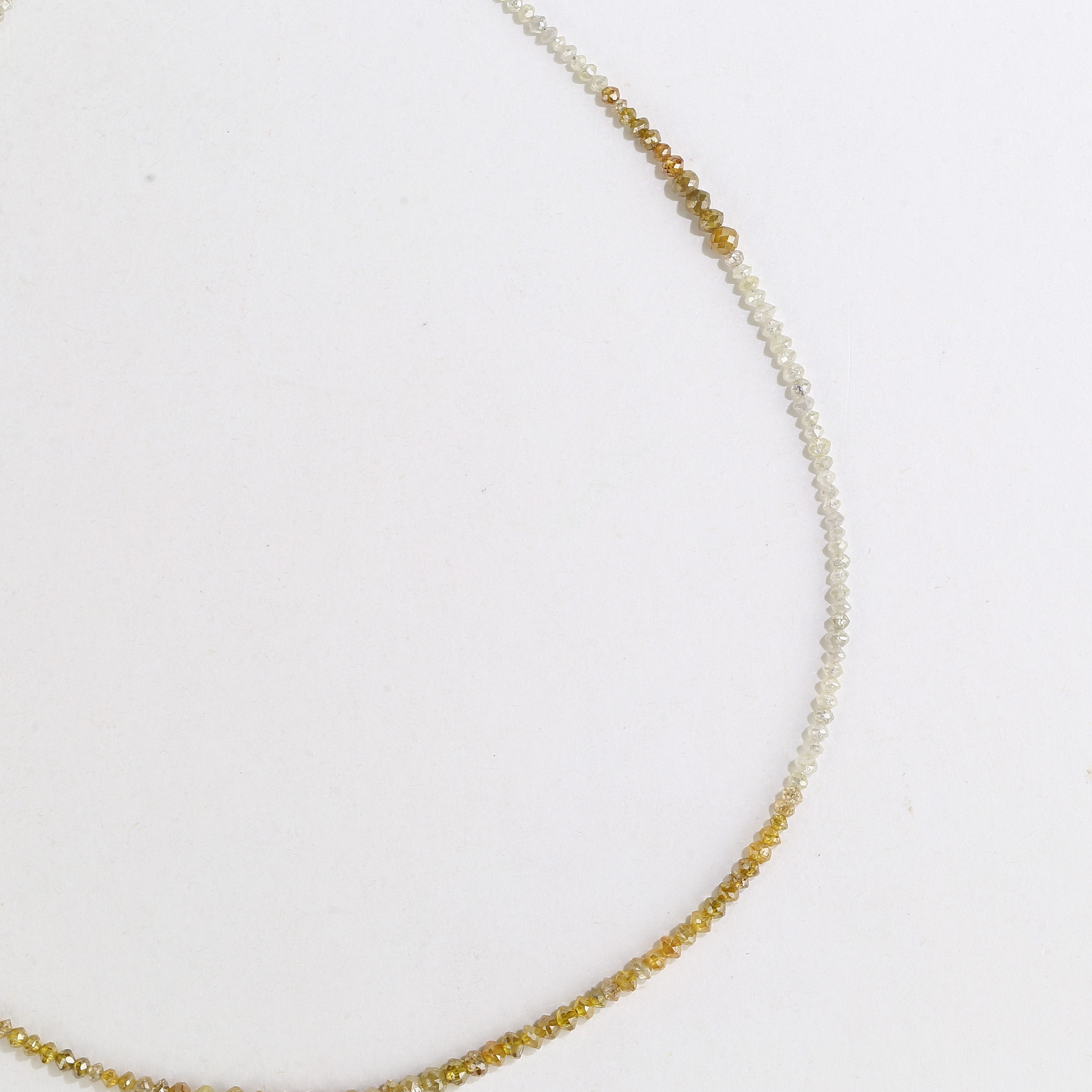 15 Carat Natural Yellow White Diamond Beads Necklace 1.50- 2.50 mm