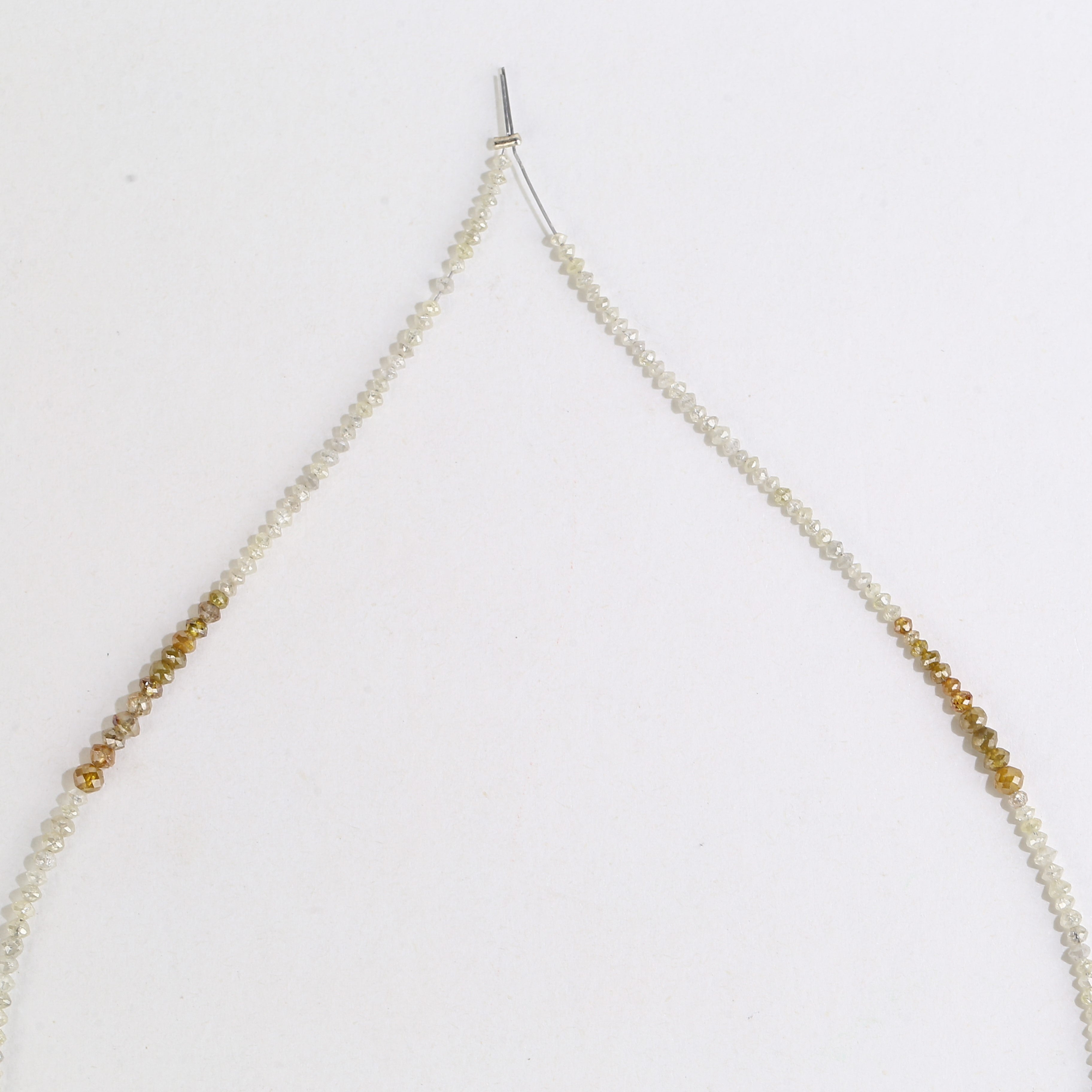 15 Carat Natural Yellow White Diamond Beads Necklace 1.50- 2.50 mm