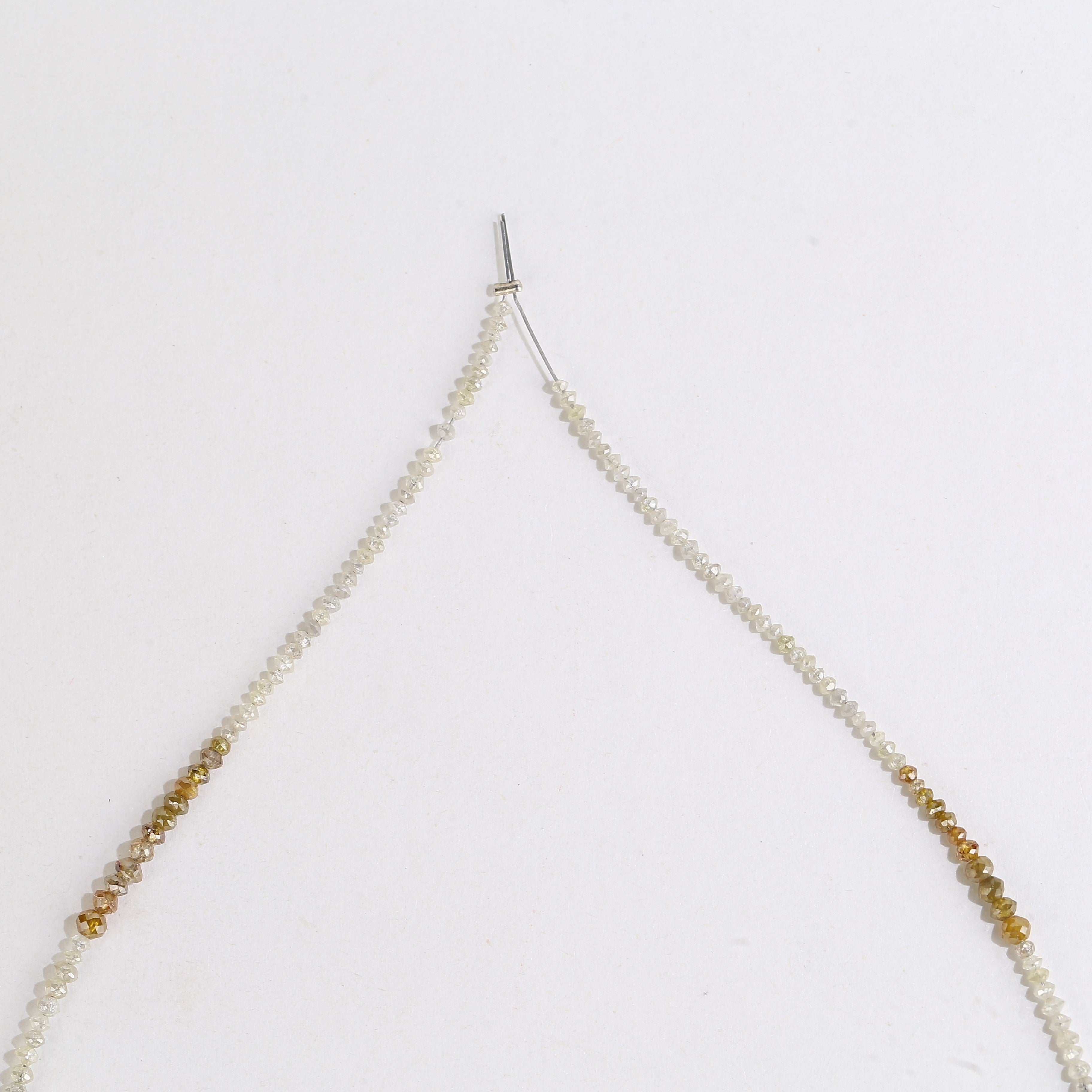 15 Carat Natural Yellow White Diamond Beads Necklace 1.50- 2.50 mm