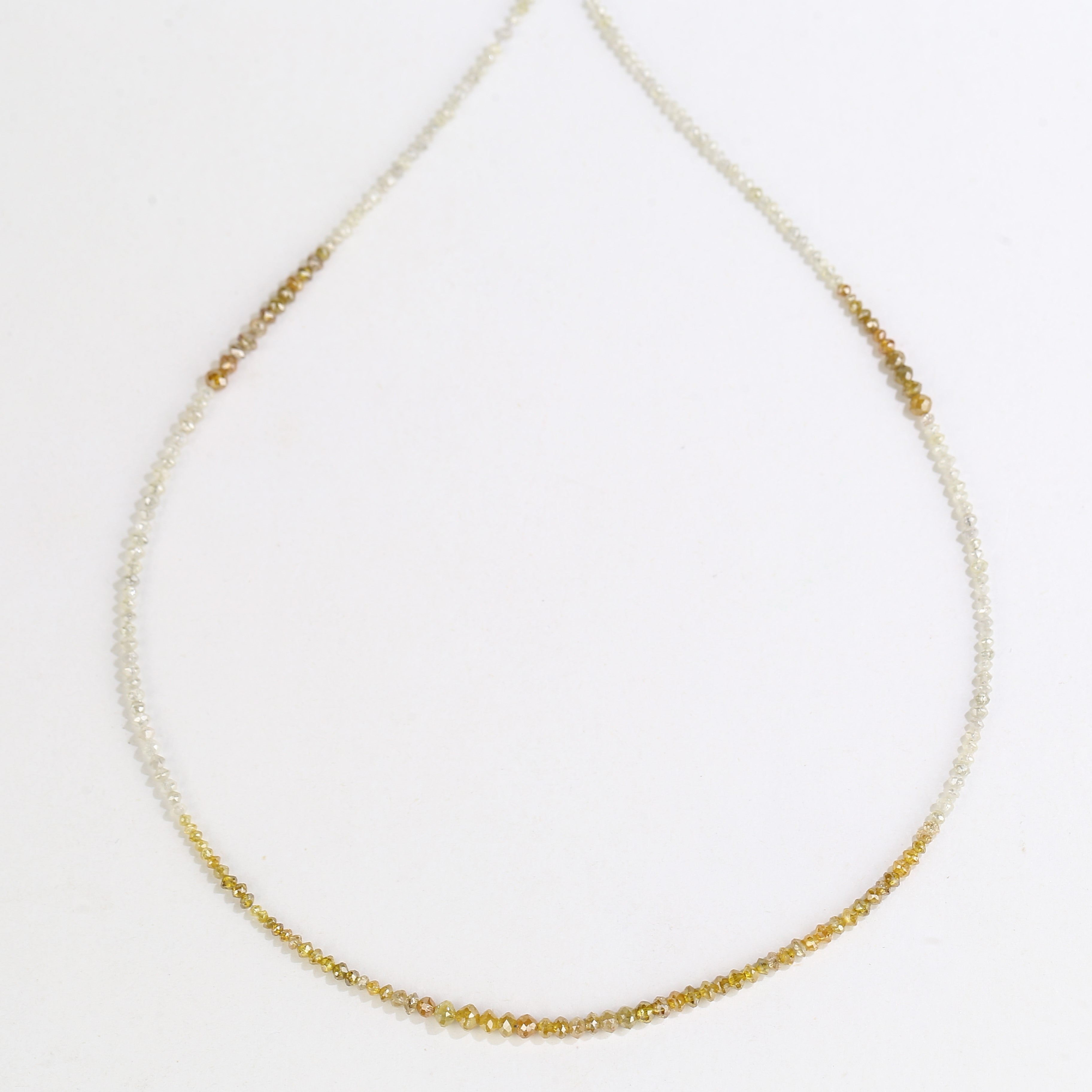 15 Carat Natural Yellow White Diamond Beads Necklace 1.50- 2.50 mm
