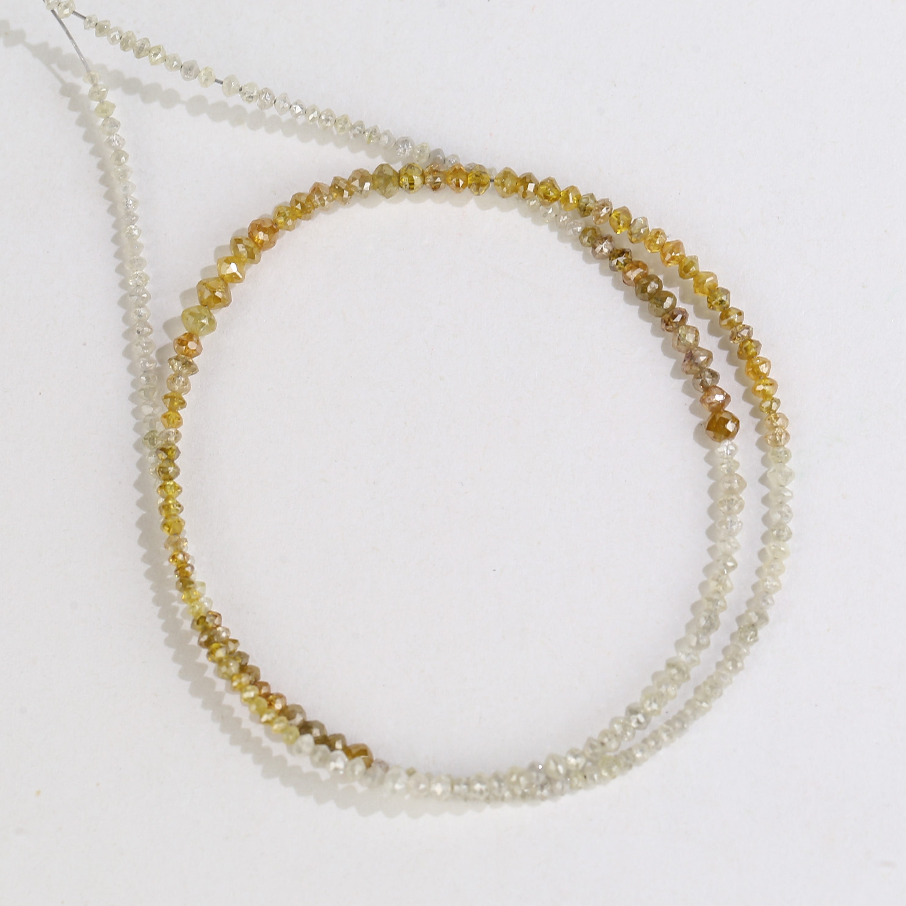 15 Carat Natural Yellow White Diamond Beads Necklace 1.50- 2.50 mm