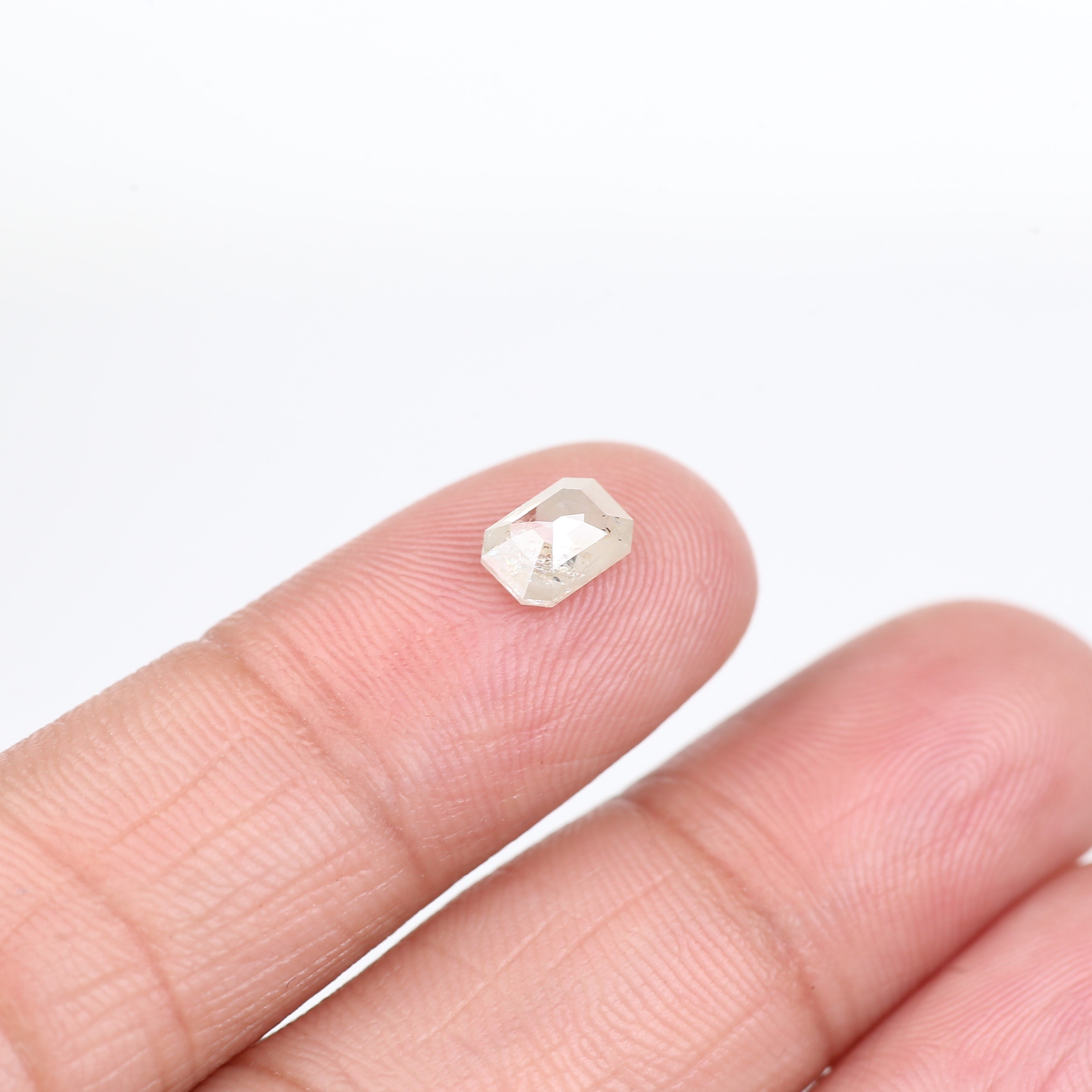 0.87 Carat Emerald Cut Salt and Pepper Diamond 6.37 MM