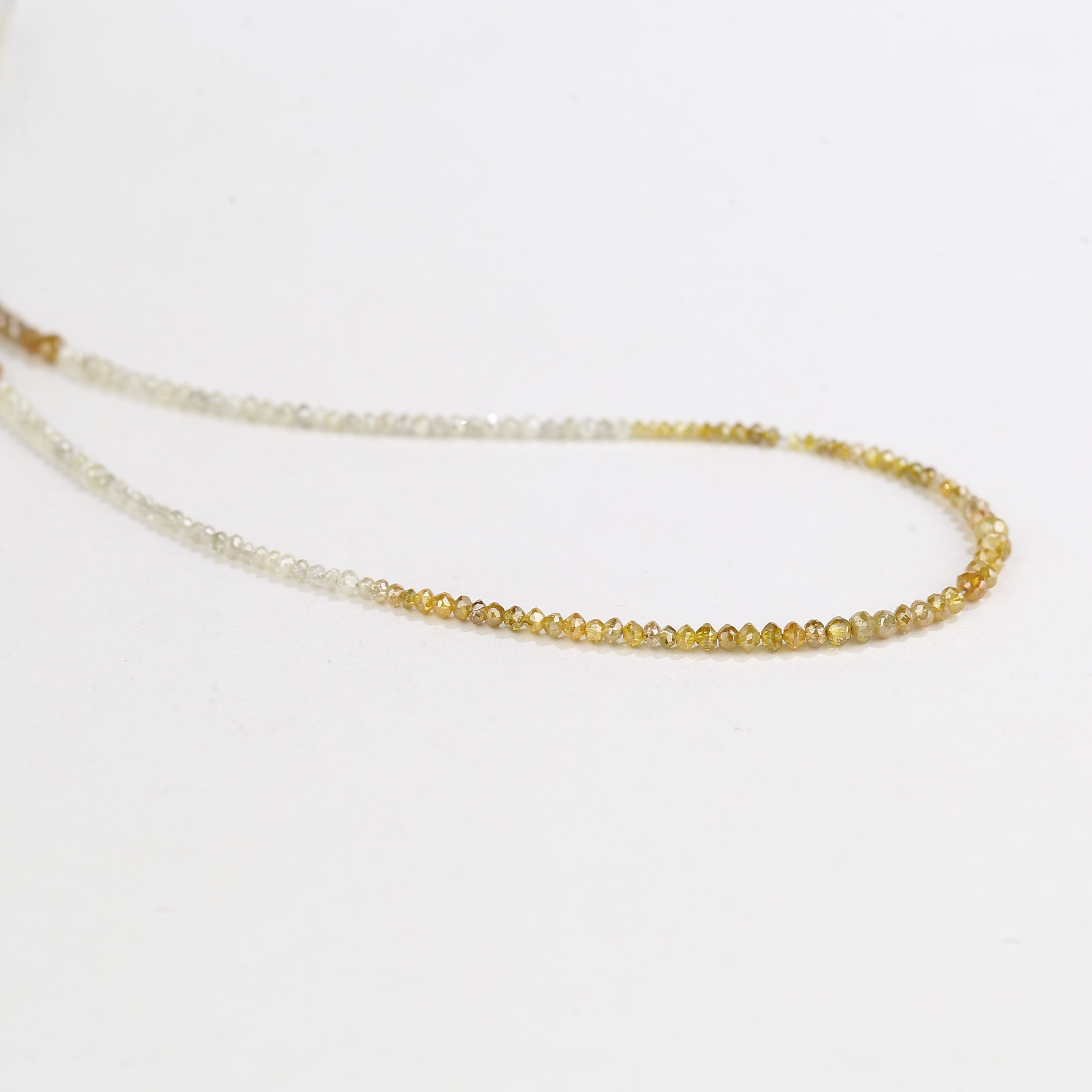15 Carat Natural Yellow White Diamond Beads Necklace 1.50- 2.50 mm