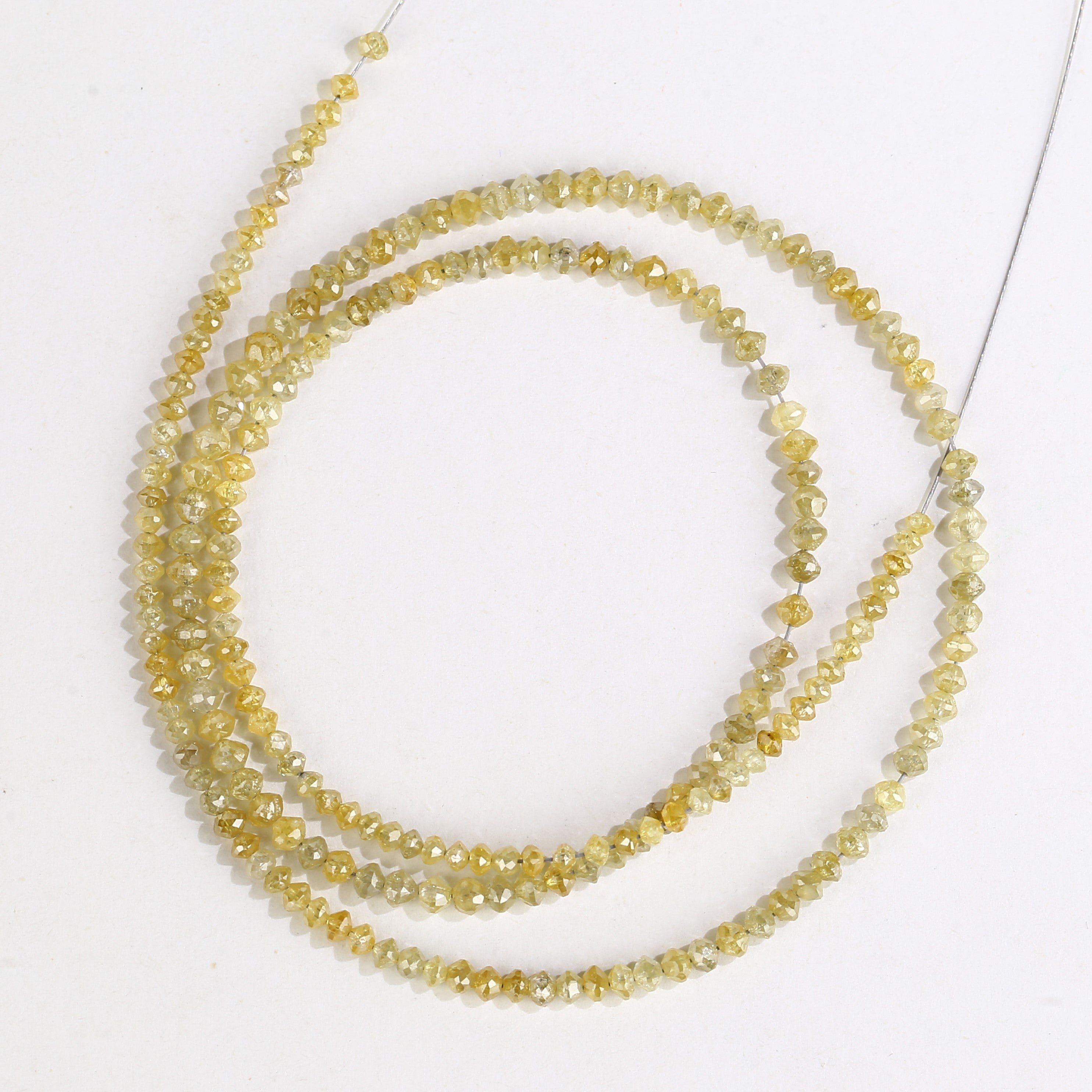 15 Carat Natural Yellow Diamond Beads Necklace Balls Cut Faceted
